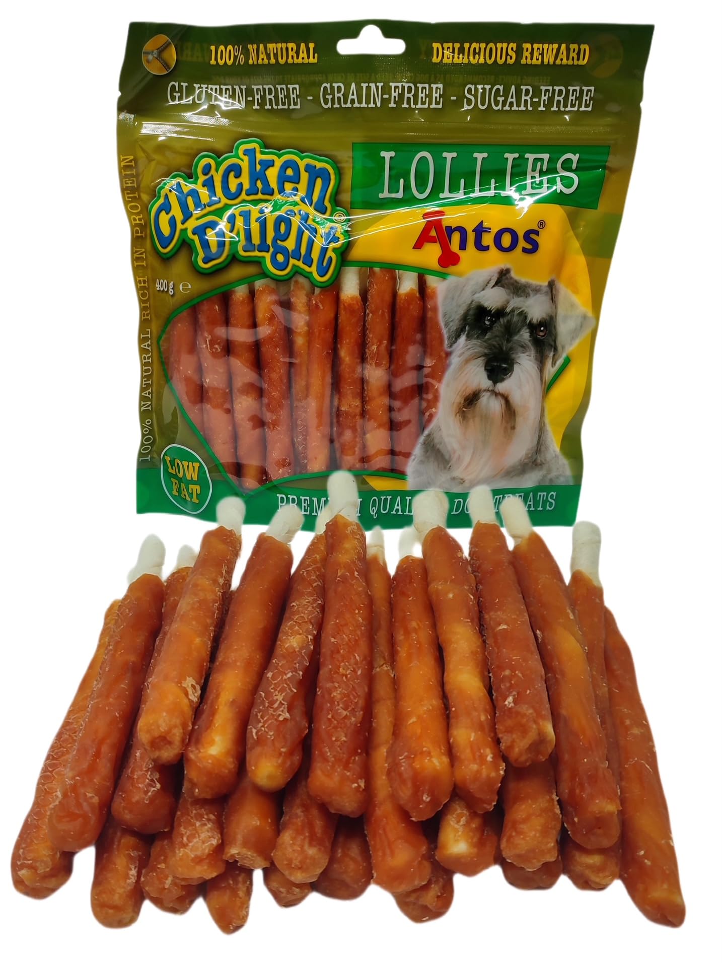 ARESFUSION Snacks para Perros, Pollo, 400gr, Chuches Naturales para Perro, Palitos Perro Pollo, Dental Masticable, Premios Mascota, Deliciosos, Denta Fun Pollo