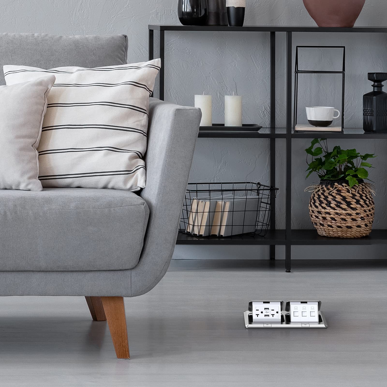 WEBANG Presa A Scomparsa Per Pavimento 20A Con USB, Acciaio Inox, ETL, Confezione Da 2, Pop-up, Per Interni - 3