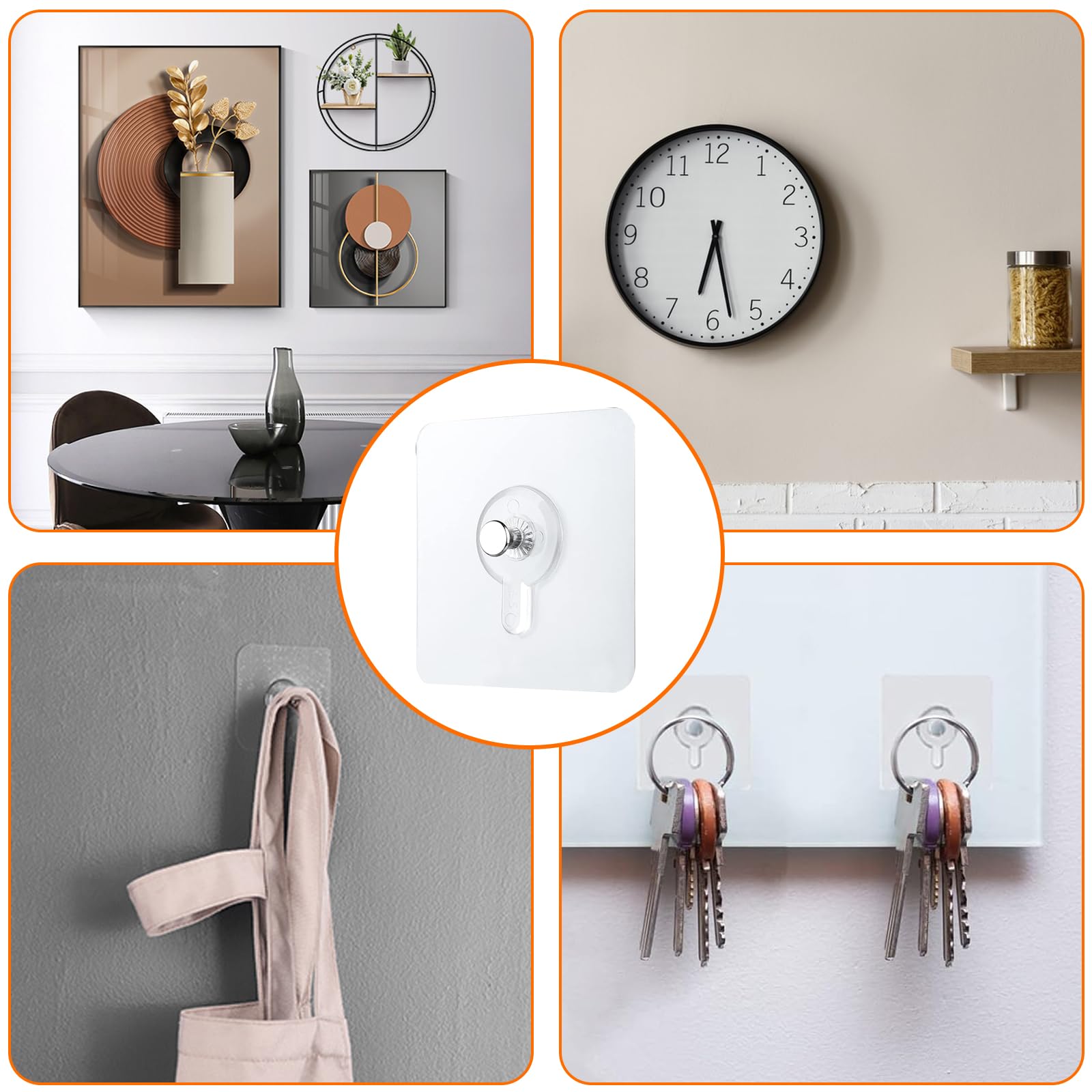 20 Pezzi Ganci Adesivi per Quadri Muro, Appendi Quadri Senza Chiodi Trasparenti, Ganci per Quadri per Orologio, Foto, Pittura (20)