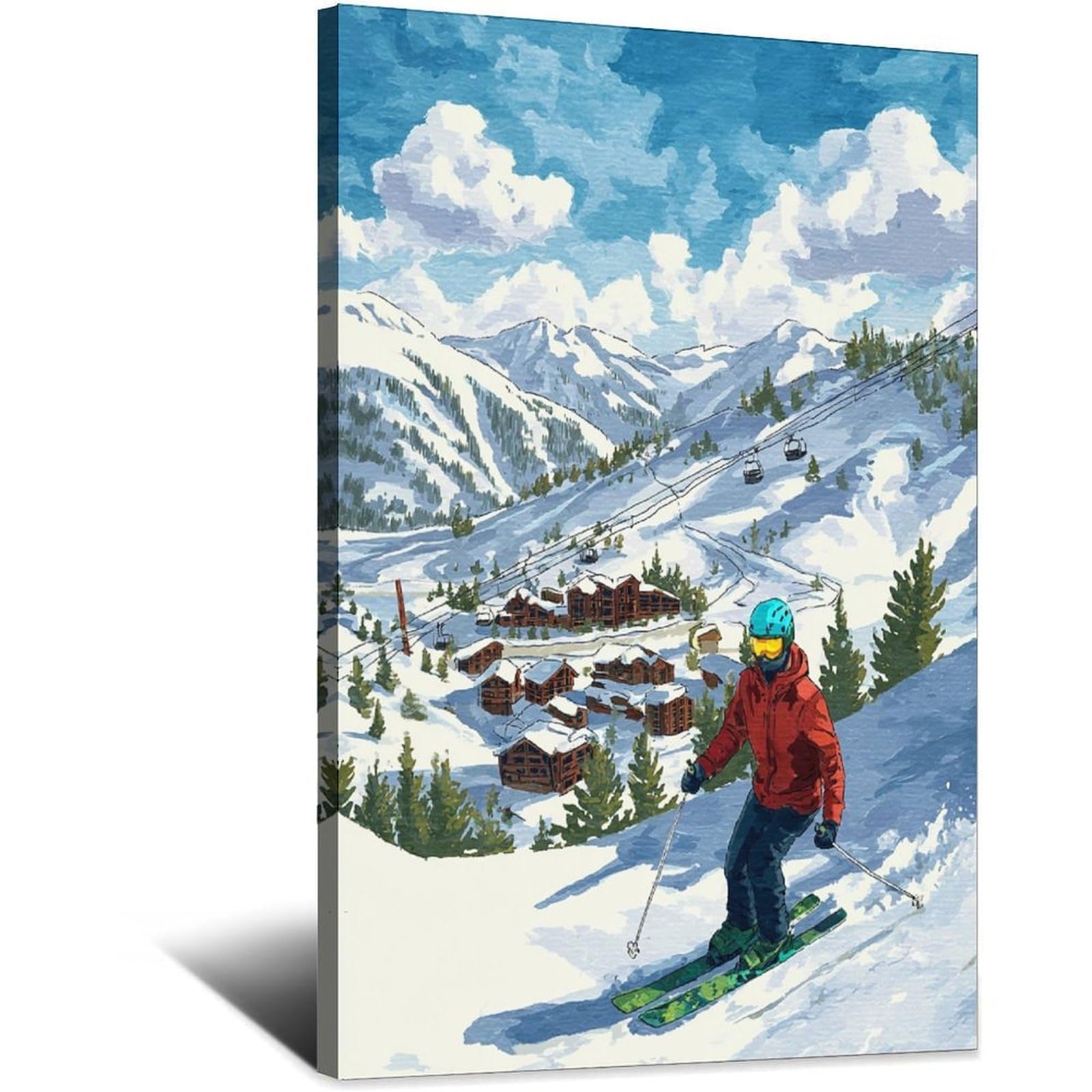 Meribel France Ski Posters 24x36inch(60x90cm) Vintage Watercolor Canvas Art