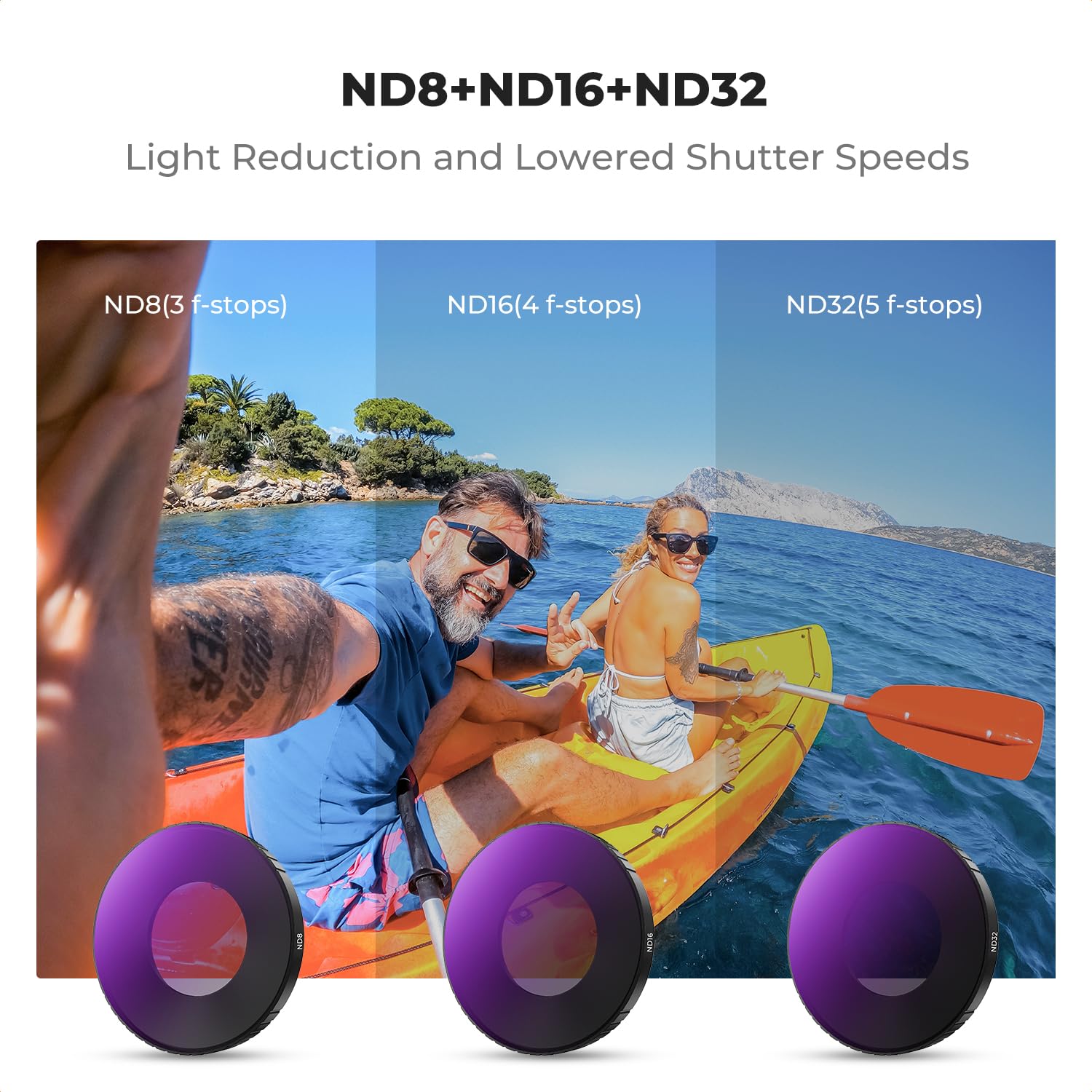 K&F CONCEPT Go Ultra CPL ND-Filter-Set, 4er-Pack CPL ND8 ND16 ND32 Graufilter Polarisationsfilter Kompatibel mit Insta360 GO Ultra mit 28 mehrschichtiger Beschichtung, Rahmen aus Aluminiumlegierung