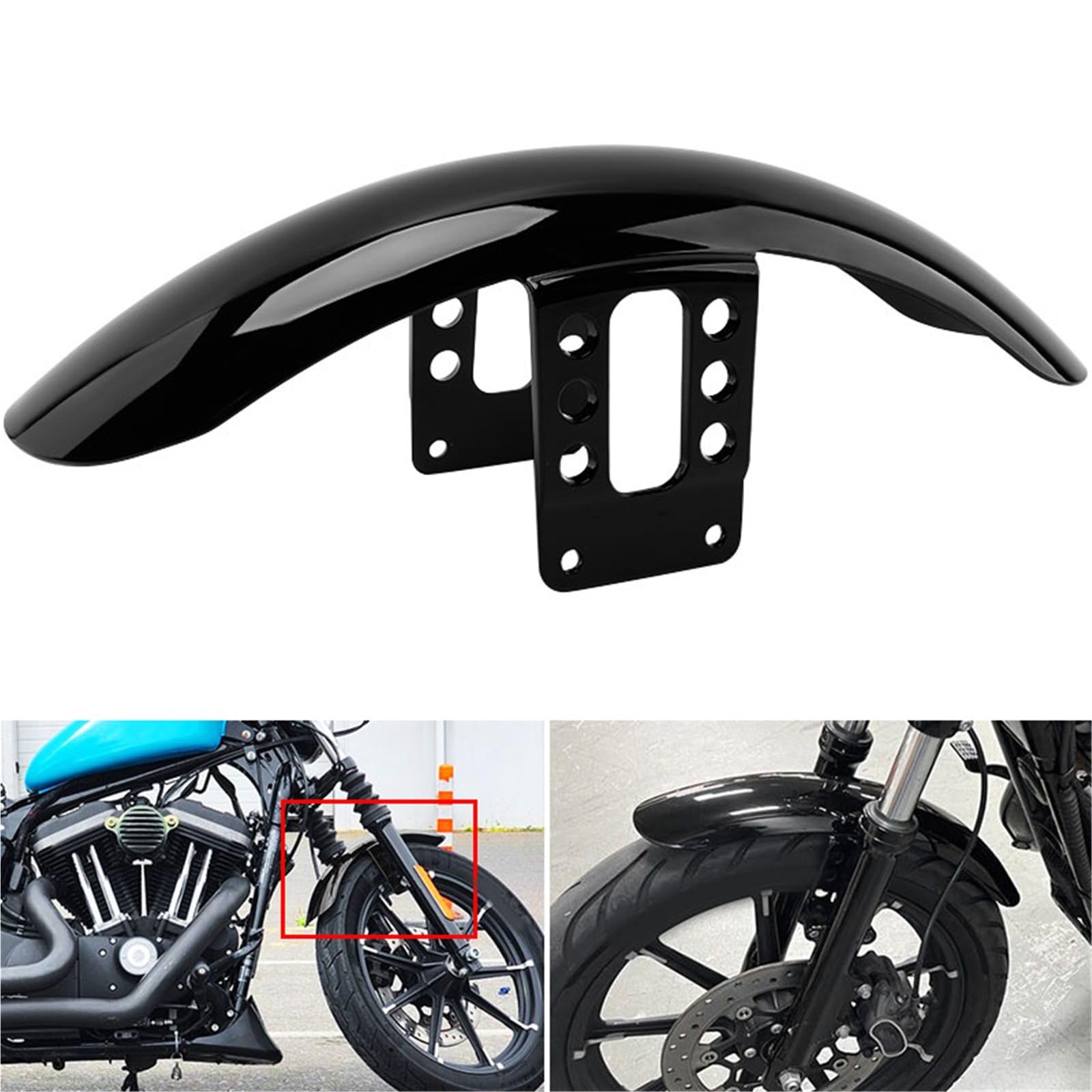 Moto Parafango Anteriore Copertura Della Protezione Nero Lucido Accessori Per Harley Sportster Ferro 1200 XL 883 XL1200 48 72 1988-up