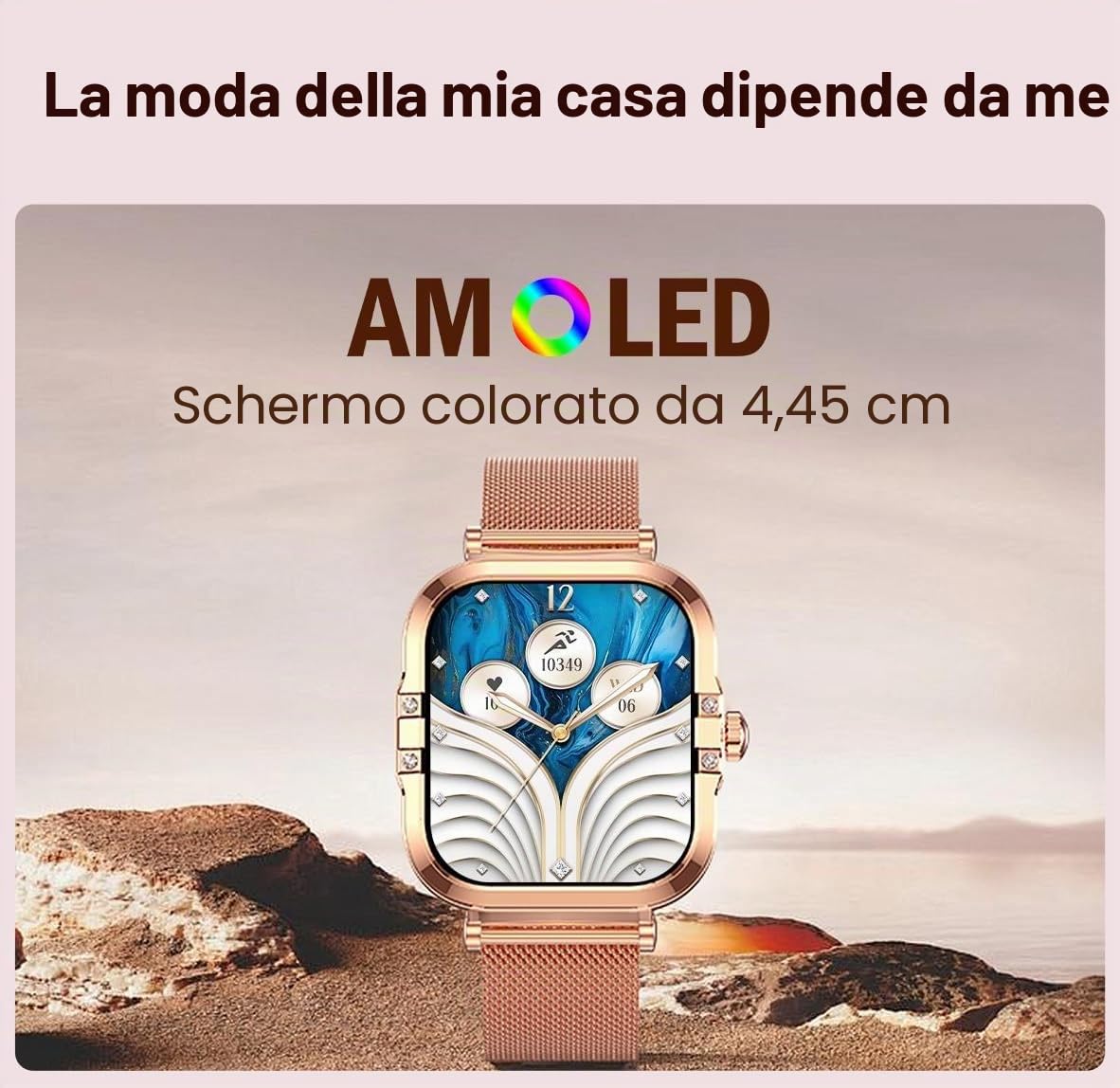 SUPEROFFERTA SCORTE FINALI 2026 1.75 pollici con schermo a colori HD AMOLED 390 * 450 con funzione NFC gestione mestruale Smartwatch da donna per donna. (Argento)