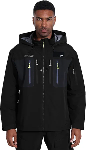 NAVIS MARINE Men’s 3L-Gore Pro-Tex Waterproof Fishing Wading Jacket – Foul Weather Gear with Storm Hood & Pockets
