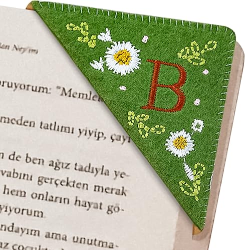 Miniatura 85 de Marcapáginas de esquina bordado, marcapáginas personalizadas con 26 letras de diseño de triángulo de fieltro, bordado y hecho a mano para tu placer