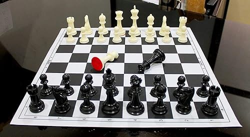 Miniatura 2 de Juego de ajedrez profesional, tapete de ajedrez plegable de torneo grueso y piezas con bolsa de viaje.