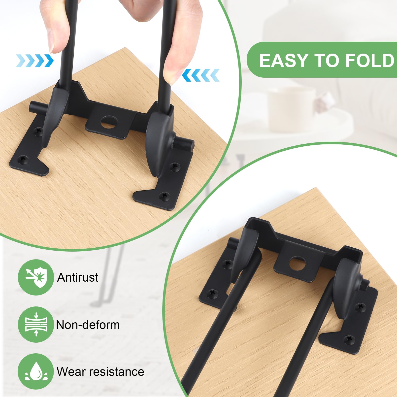 SUPAWAY Pack of 4 Foldable Hairpin Table Legs, 32 cm, Hairpin Legs Black Hairpin Table Feet, Foldable Coffee Table Legs - Image 4