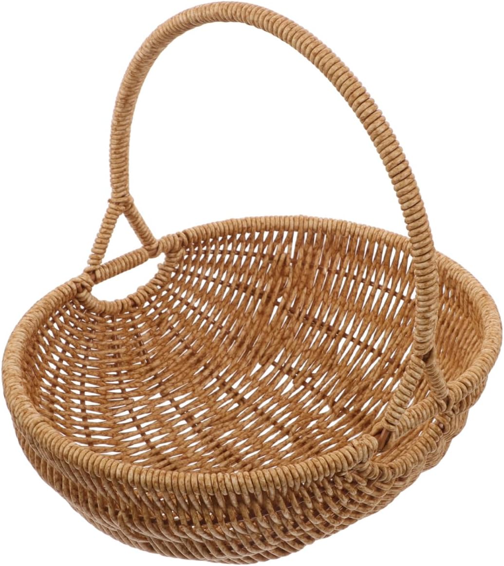 Toddmomy Rattan Basket Woven Harvest Basket with Handle Multipurpose for Picnic, Flower, Fruit, Organizing, Easter, Christmas
