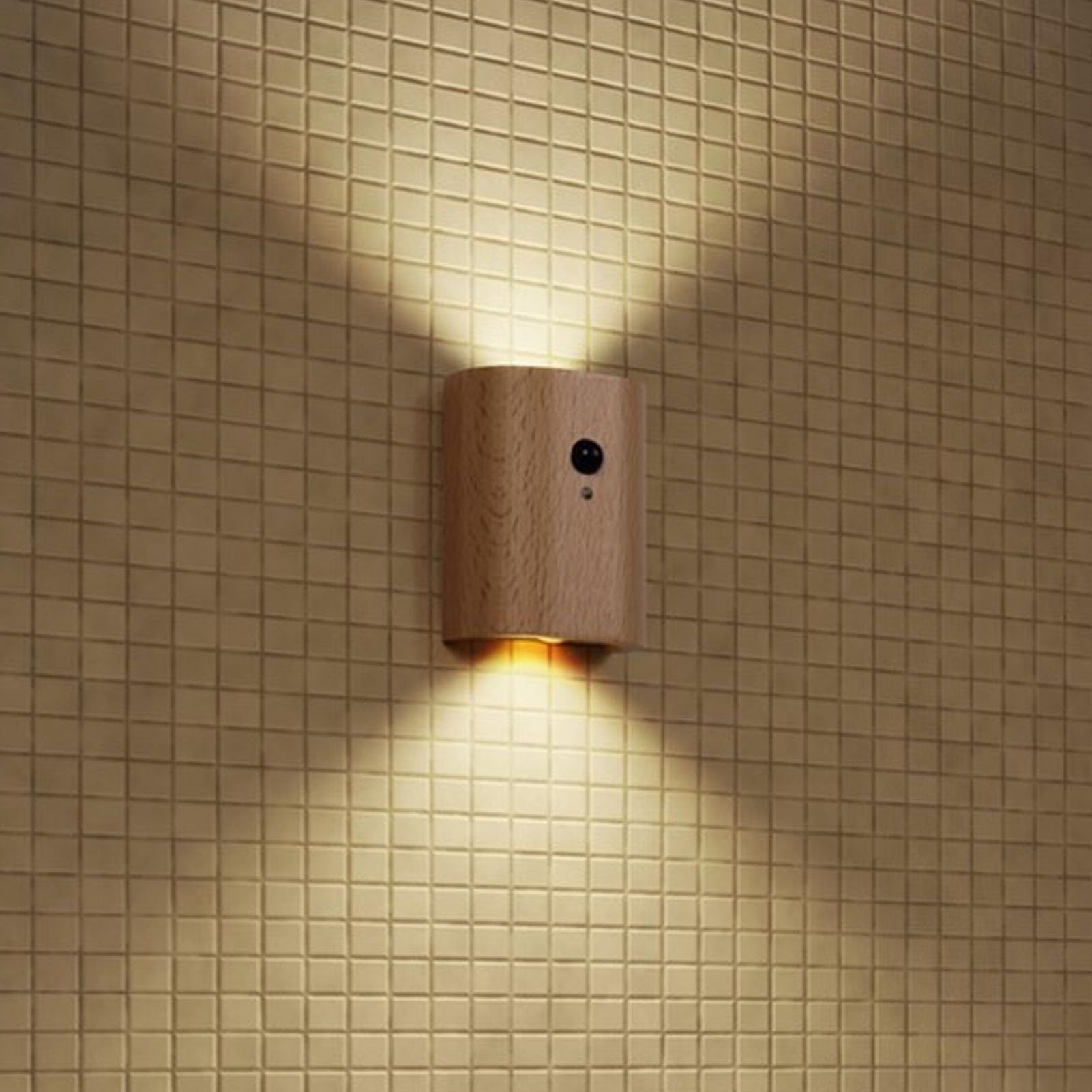 Acouto Luce con Sensore di Movimento, Luce Notturna a LED Dimmerabile in Legno con sensibilità Agli Infrarossi del Corpo Umano, Ideale per Camera da Letto, Bagno e Corridoio