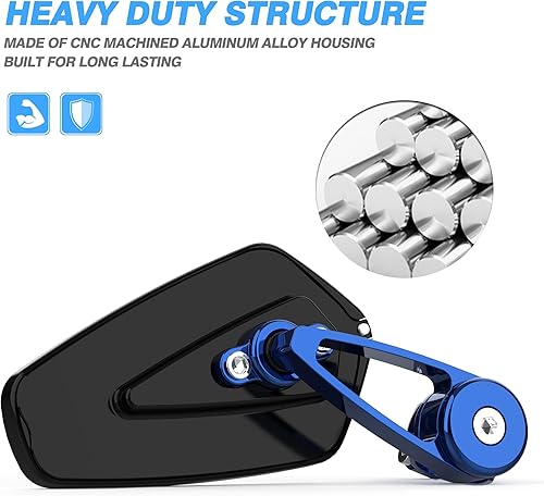 Miniatura 5 de MICTUNING Espejos CNC para motocicleta, espejos retrovisores de extremo de barra de 78 pulgadas (0.866 in) compatibles con la mayoría de Honda Grom,