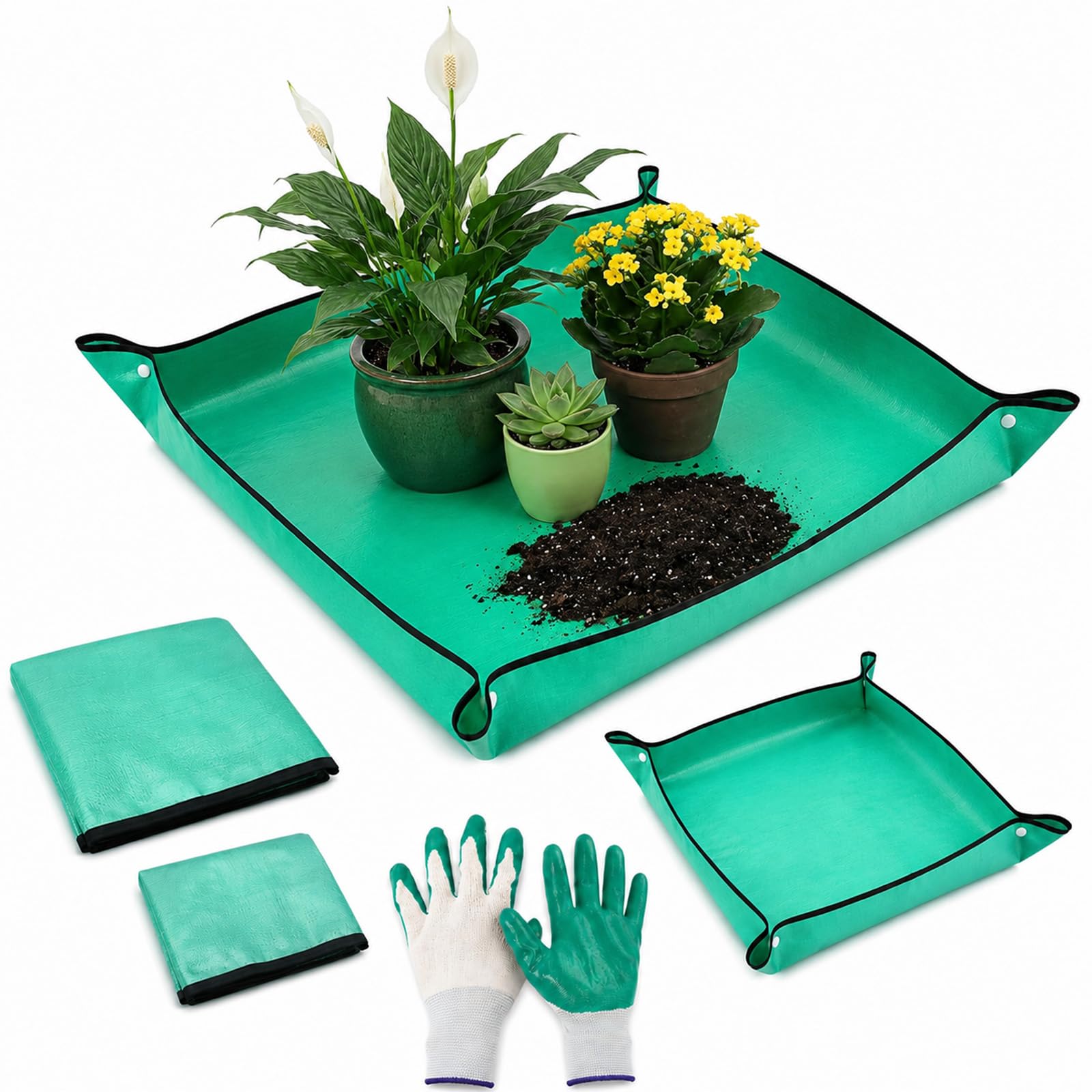 Zuckset 2 Pcs Potting Mat Set, 50 and 100 cm, with Nitrile Gloves