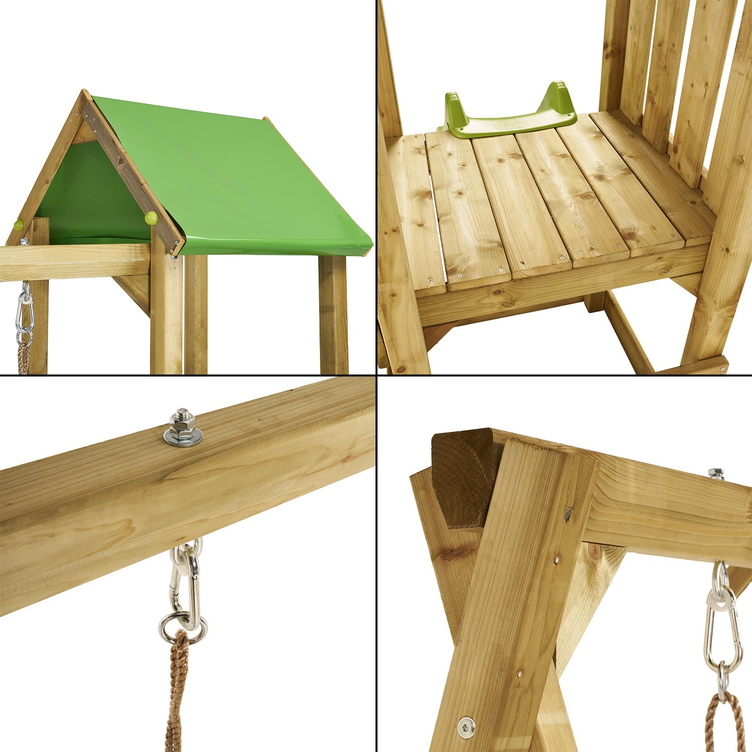 Kangui - Aire de Jeux Bois Enfant WALLI 90 - Toboggan, balançoires, Escalade et cabane