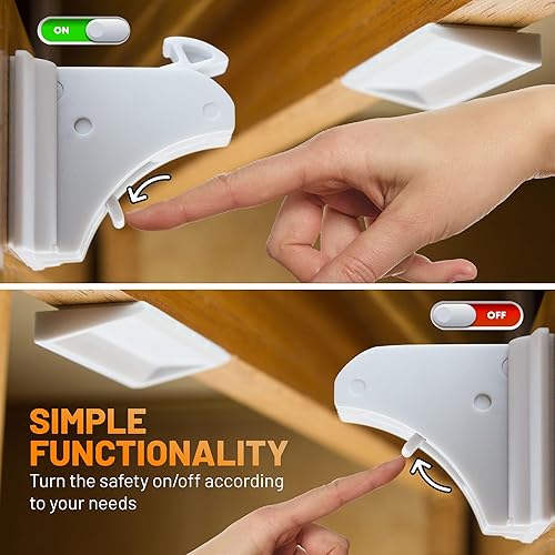 Miniatura 9 de A prueba de bebés juego de 37 cerraduras de gabinete para niños 10 cerraduras magnéticas de gabinete  2 llaves 8 protectores de esquina