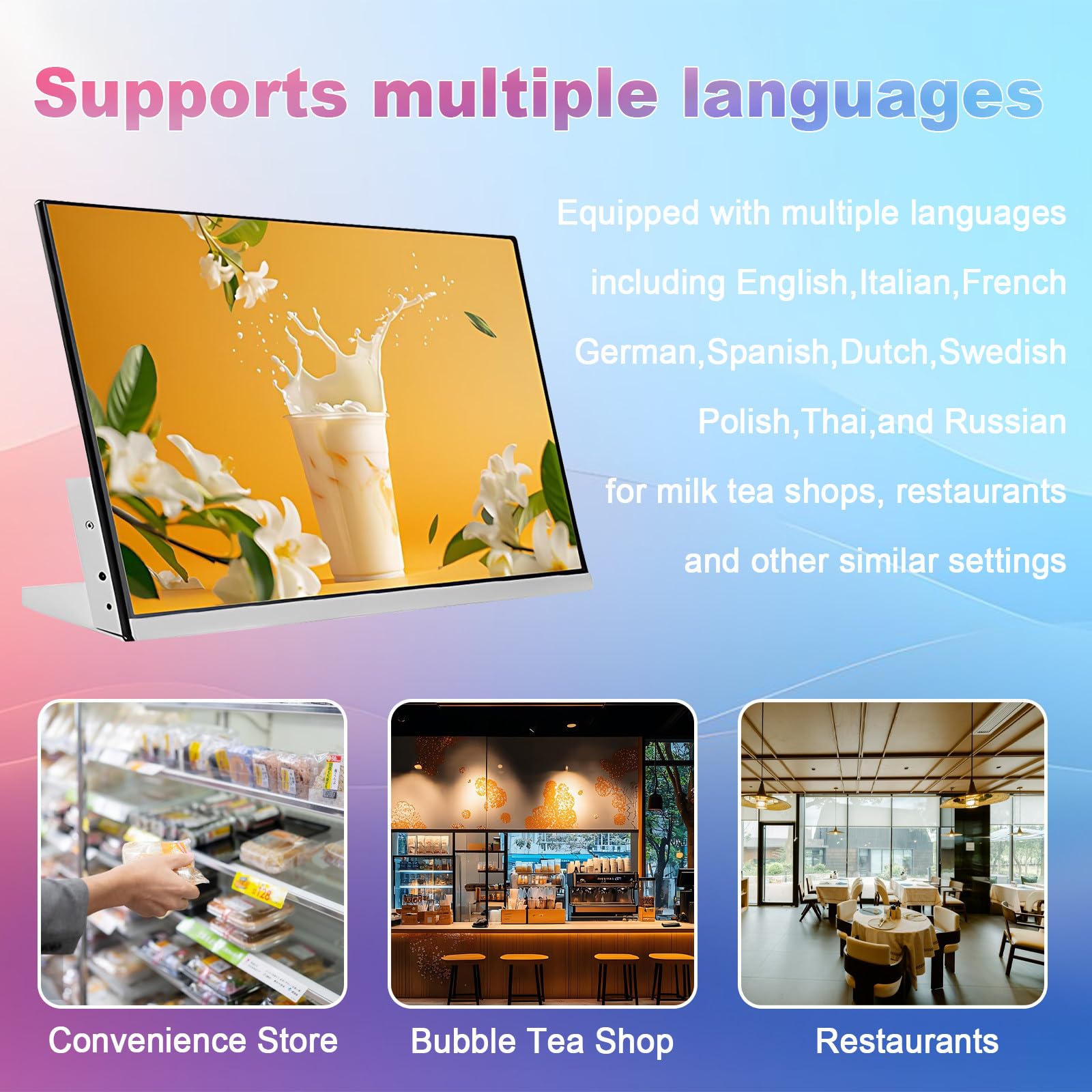 Desktop Store Menu Schermata, Display ad Alta Luminosità, Risoluzione Full HD, Design Sottile