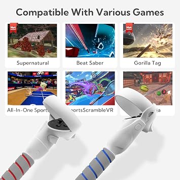 ZYBER VR All-in-One Bundle: Quest 2 Controller Handle Attachments (White) + Hard Carrying Backpack Case (Black) | VR Gorilla Tag Long Arms Grips for Beat Saber/Golf/Baseball + Travel Storage for Meta