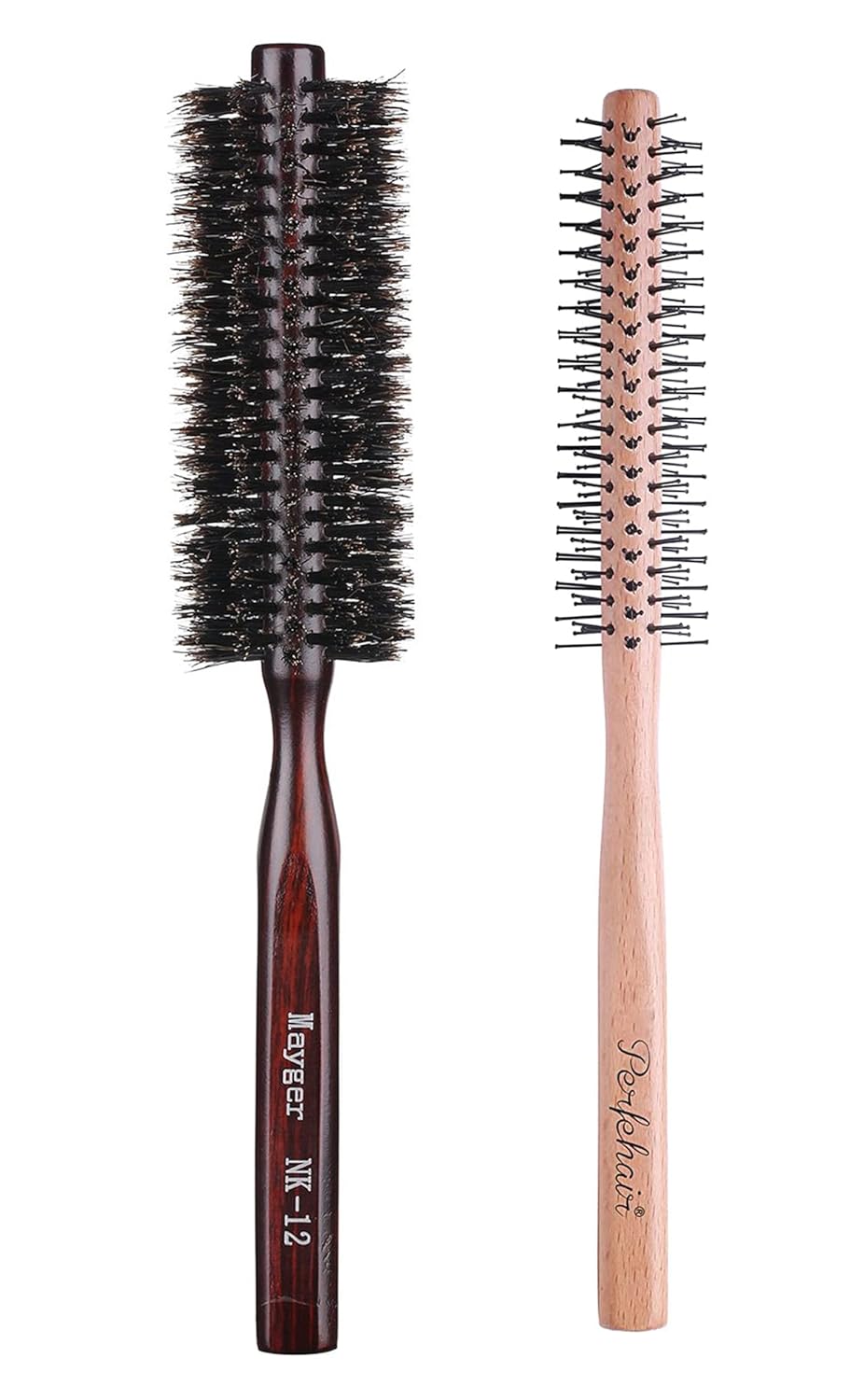 Boar Bristle Round Hair Brushes 1.3 Inch & Small Round
