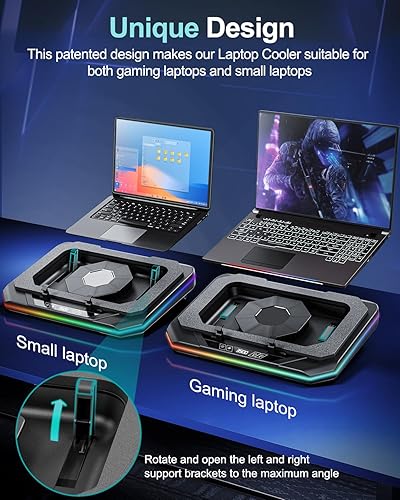 Miniatura 3 de MOUNT PRO Almohadilla de refrigeración para laptop para juegos, soporte enfriador RGB para laptop con potente turbofán (3500 RPM), almohadilla de