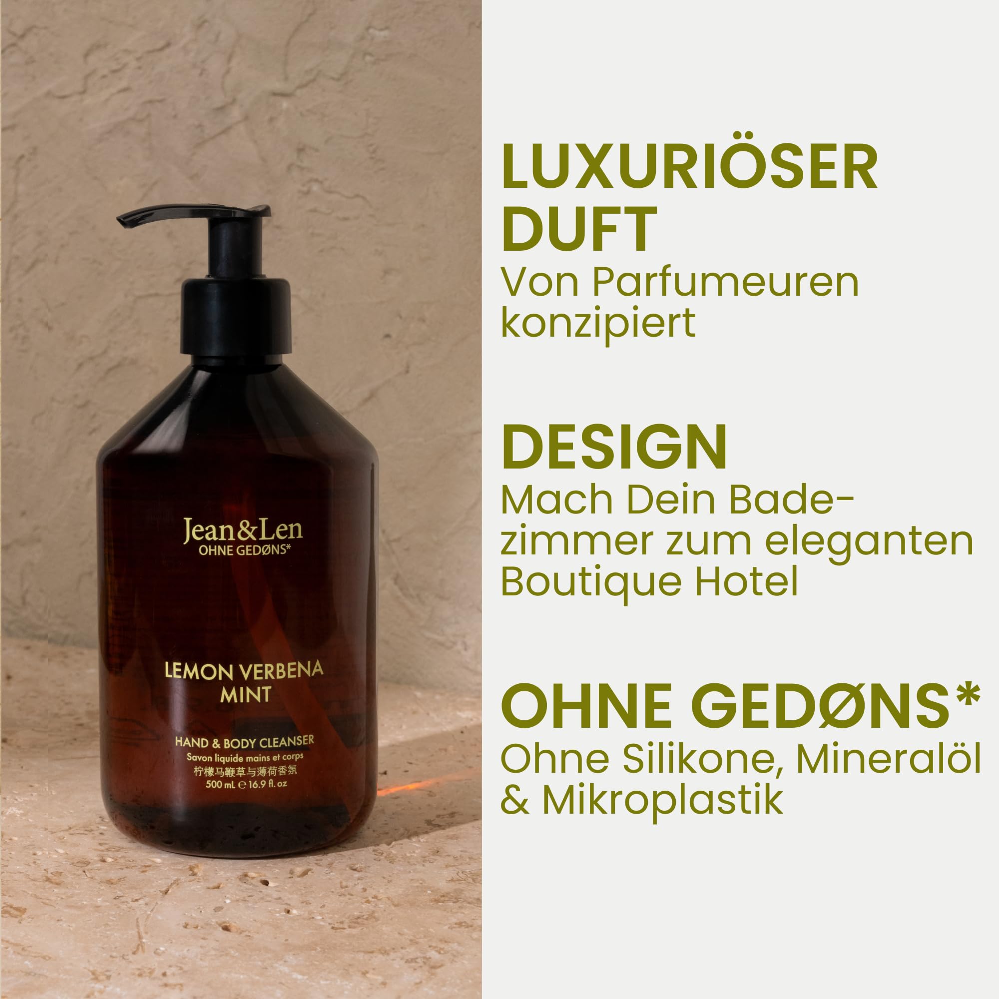 Jean & Len Hand and Body Cleanser Lemon Verbena and Mint - Image 2