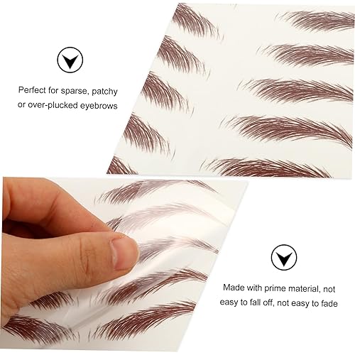 4 Sheets Eyebrow Stickers Temporary Brow Tattoos Natural Hair Like False Eyebrows for Sparse Over Plucked Brows Easy Application Realistic Full Look