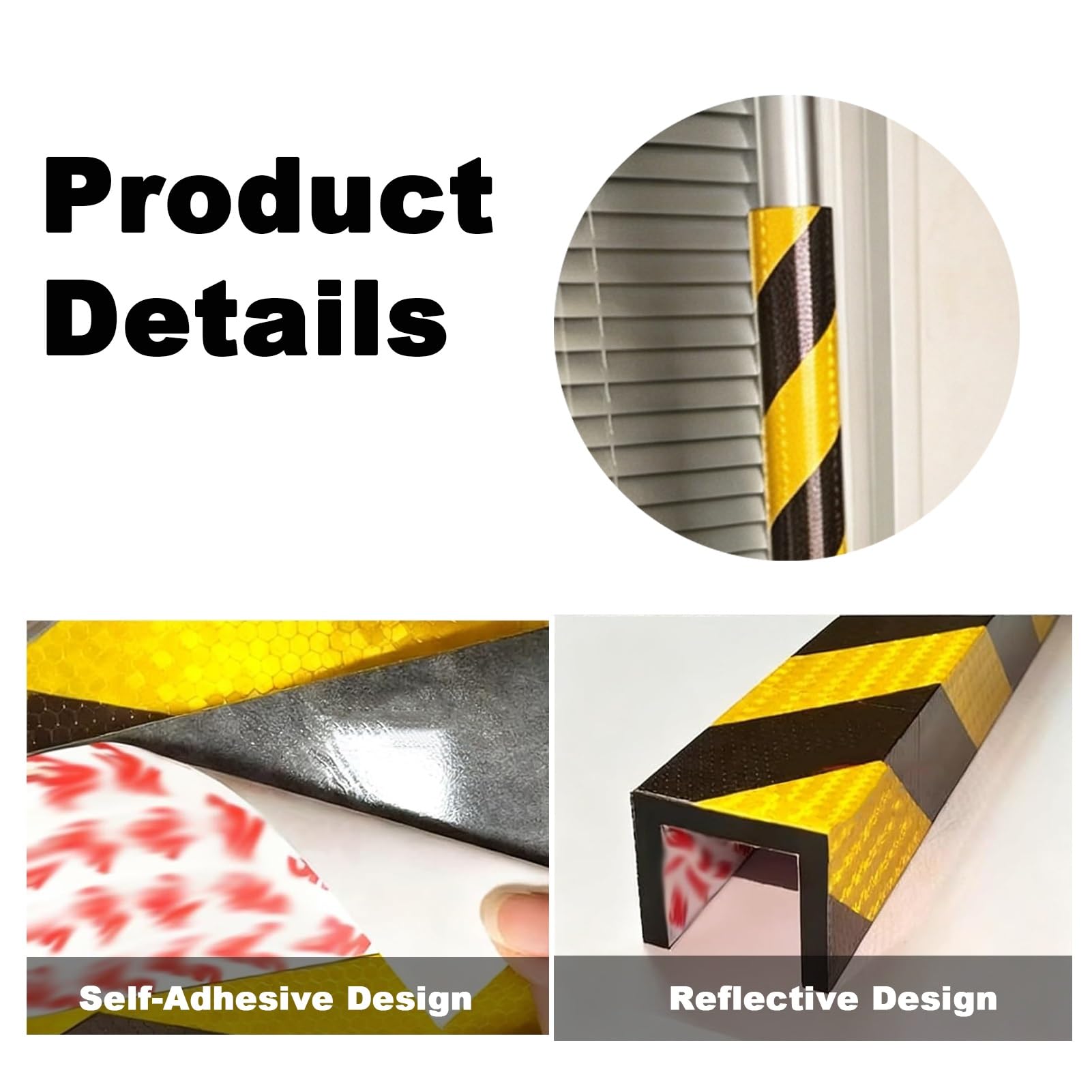 Protector De Borde De Espuma Reflectante En Forma De L De 39 Pulgadas | Protector De Esquina Autoadhesivo De Alta Visibilidad En Negro Y Amarillo, Tira De Seguridad Industrial(L-shaped 02,2PCS)