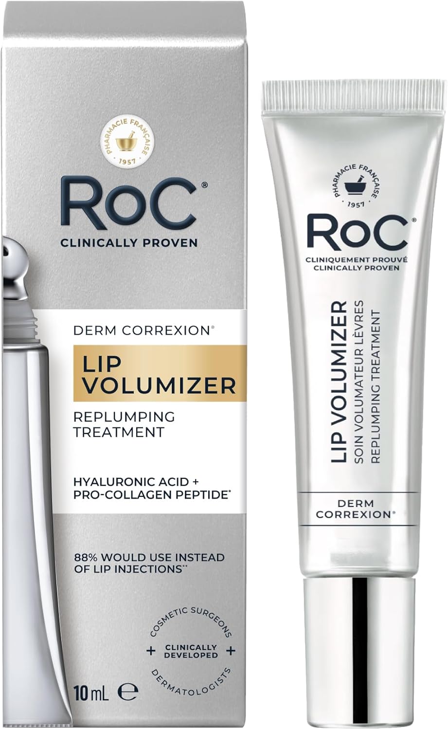 RoC Derm Correxion Lip Volumizer | Volumateur Lèvres, Baume Repulpant à l'Acide Hyaluronique & aux Peptides de Collagène | 10 ml