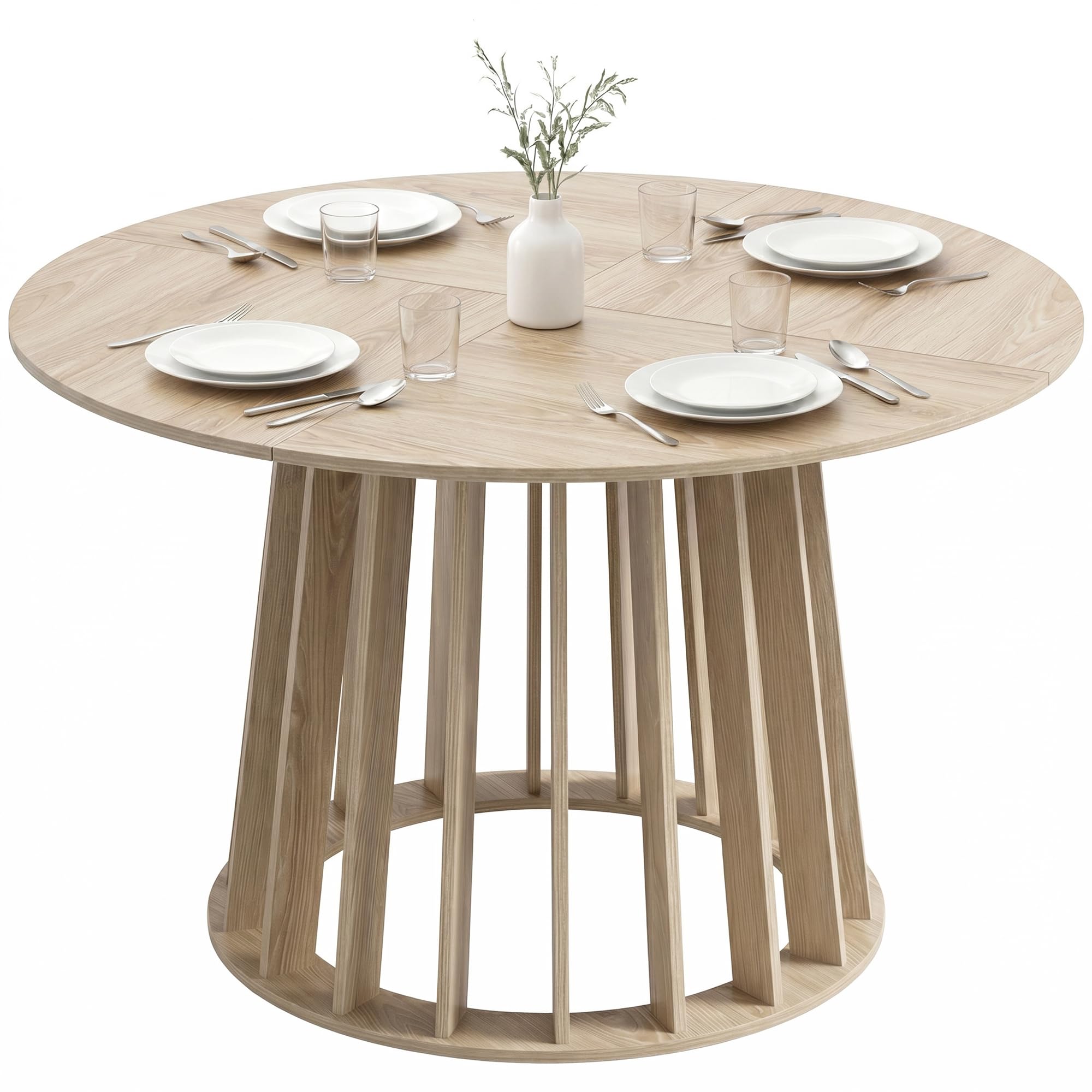 HOMCOM Table à Manger Ronde pour 4 à 6 Personnes Ø 120 x 75 cm Bois Naturel