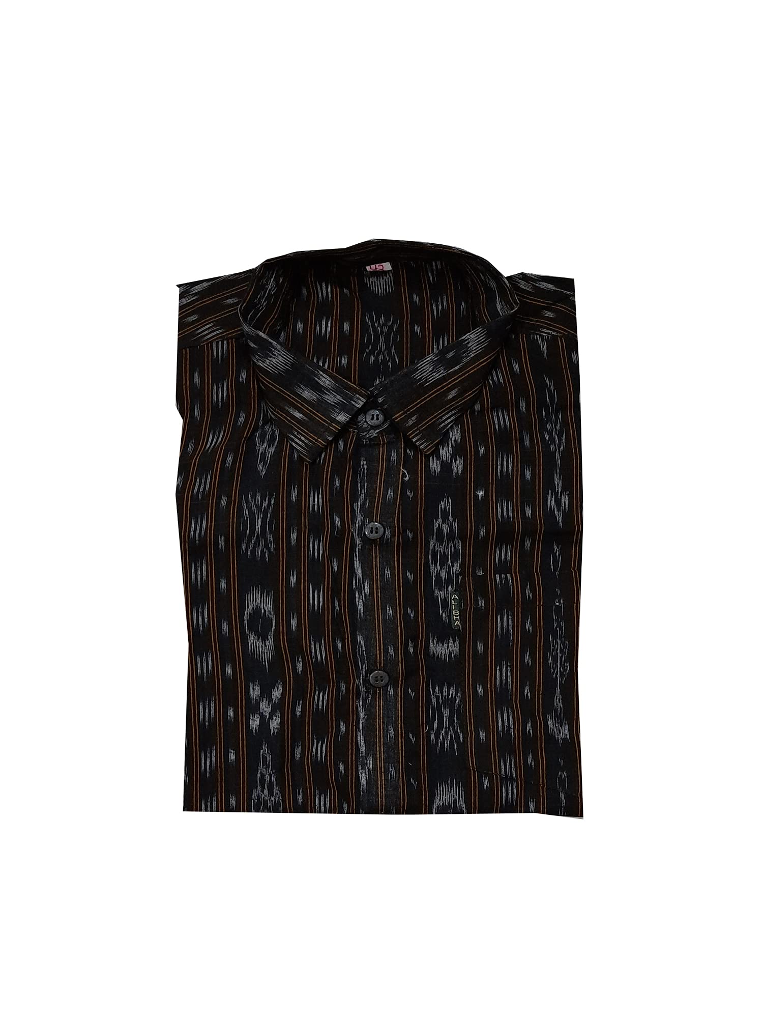 Odisha Handloom 100% Organic Cotton Half Shirt For men; Black