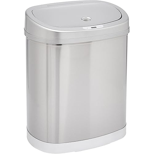 Amazon Basics Automatic Hands-Free Stainless Steel Rectangular Trash Can, 30 Liters, 2 Bins