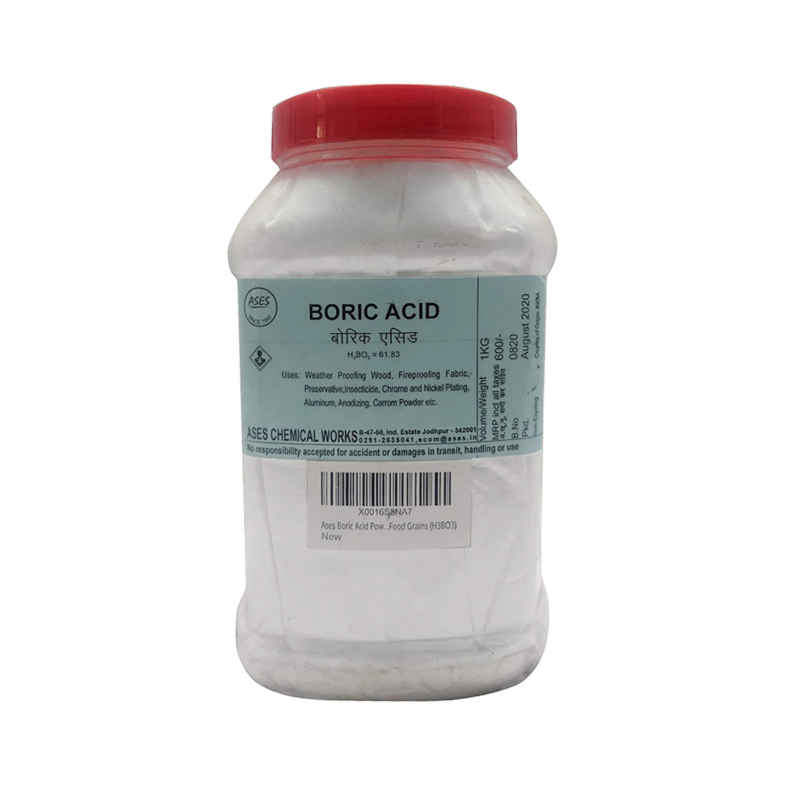AsesBoric Acid Powder For Carrom Board Removing Pests Cockroaches,Food Grain, Carrom boards H3BO3 (1 Kg, White)