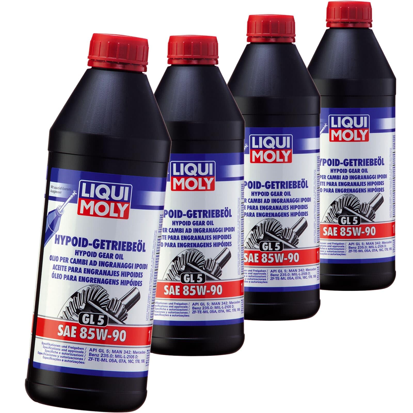 Liqui Moly 4x 1035 Achsgetriebeöl (4 x 1 L Kunstoffdose) | 4x 1035,LIQUI Moly Hypoid-Getriebeöl (GL5) 85W-90, Getriebeöl