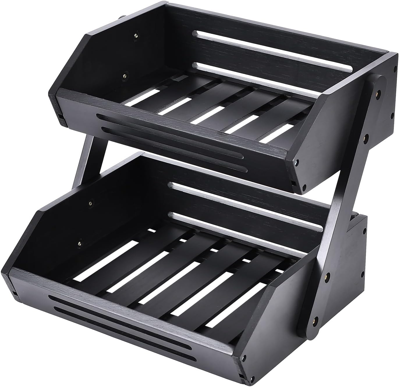 Bamboo Fruit Basket, 2 Tier Fruit Bowl for Kitchen, Fruit Stand Holder for Fruit and Vegetables Storage, Idea Home Kitchen Countertop Organizer