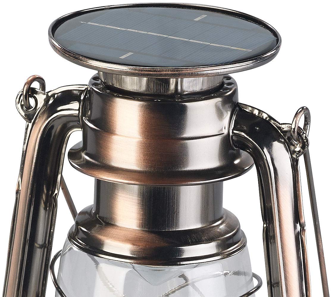 Lunartec Solar-Laterne LED: 4er-Set helle Solar-LED-Sturmlampe, 200 lm, 3 W, warmweiß, Bronze (Hängelampe, Stalllaterne, Haken)