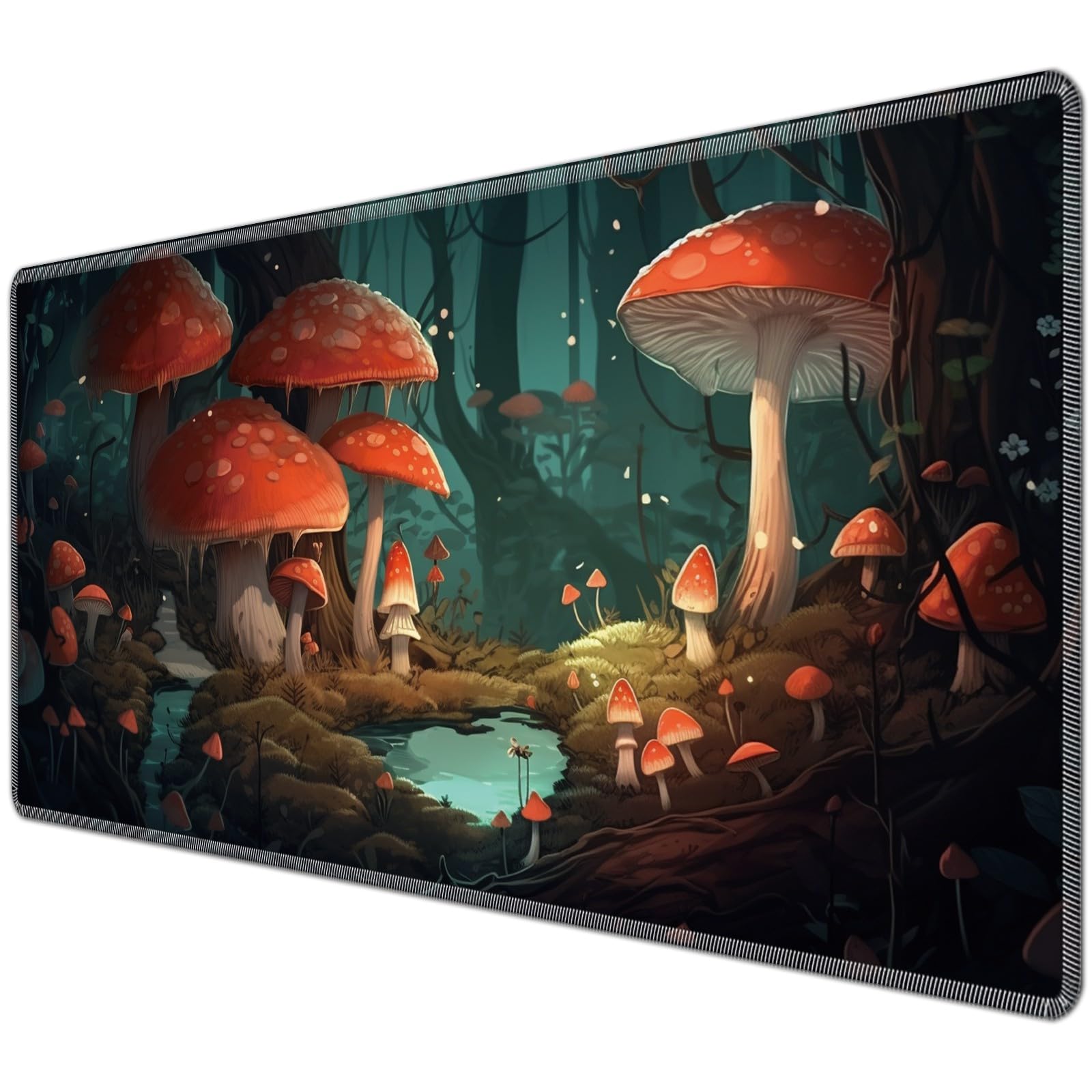 JANENFNA TCG Playmat Desk Mats 24 x 14 inches Mousepad Compatible for MTG Trading Card Game Play Mats Smooth Rubber Surface Original Magic The Gathering Play Mat, Mushroom B, Regular — image 1