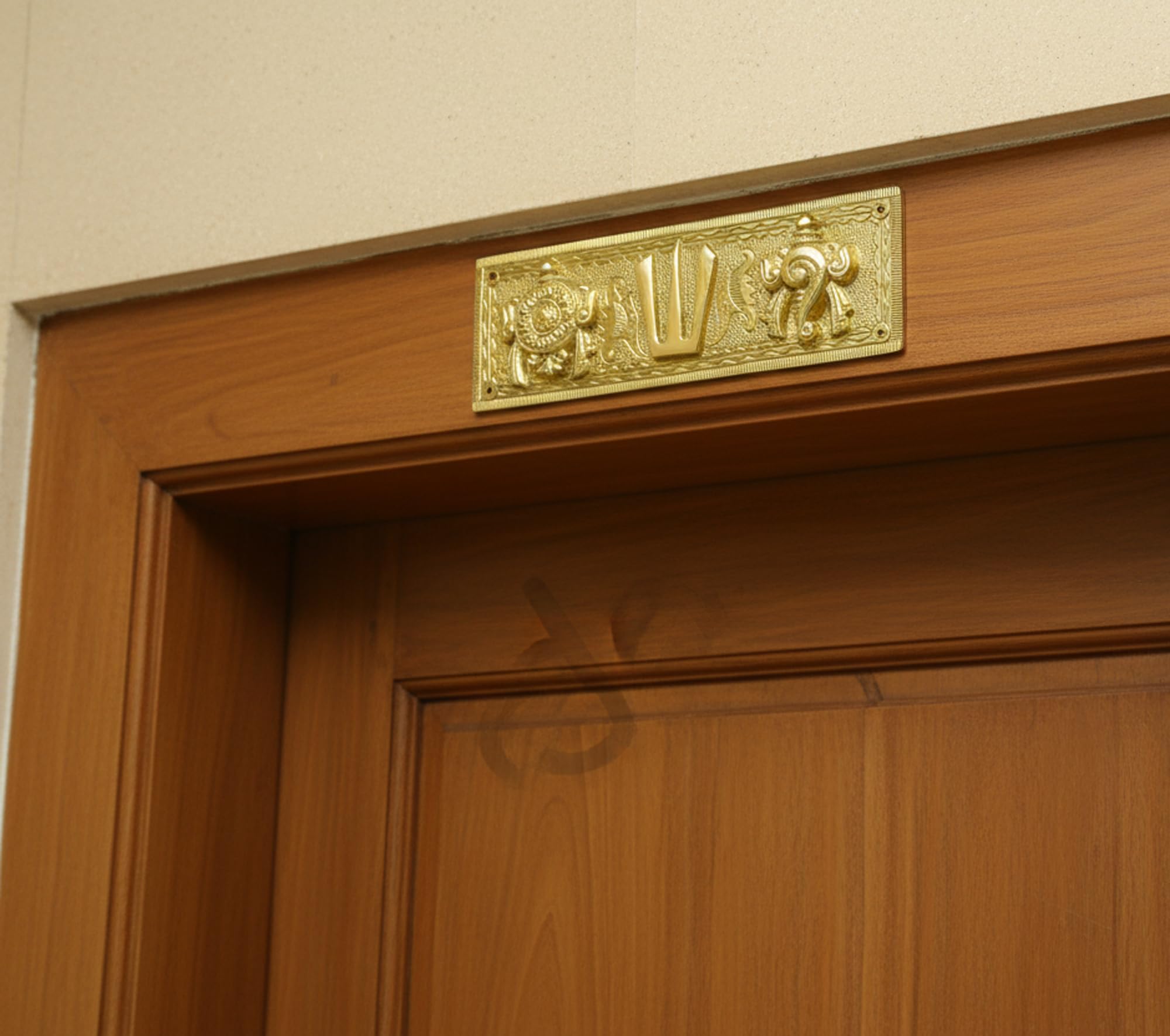 eSplanade Brass Shankh Chakra Namah Showpiece | Shankha Chakra Tilak | Shankha Gada Padma | Padmanabha Swami | Vishnu | Home Decor