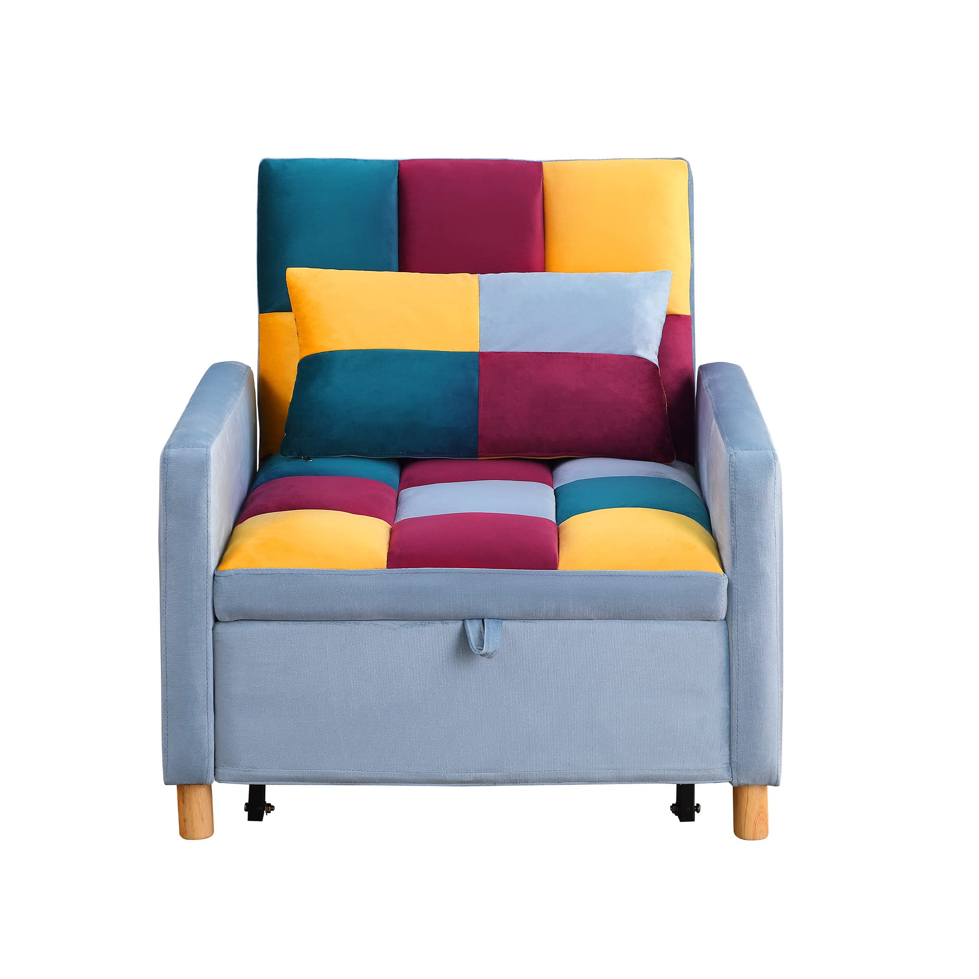 VITOVMA 3-in-1 Convertible Chair Sleeper Sofa Bed with Adjustable Backrest, Sleeper Chair Pull Out Bed for Small Space (Rainbow)