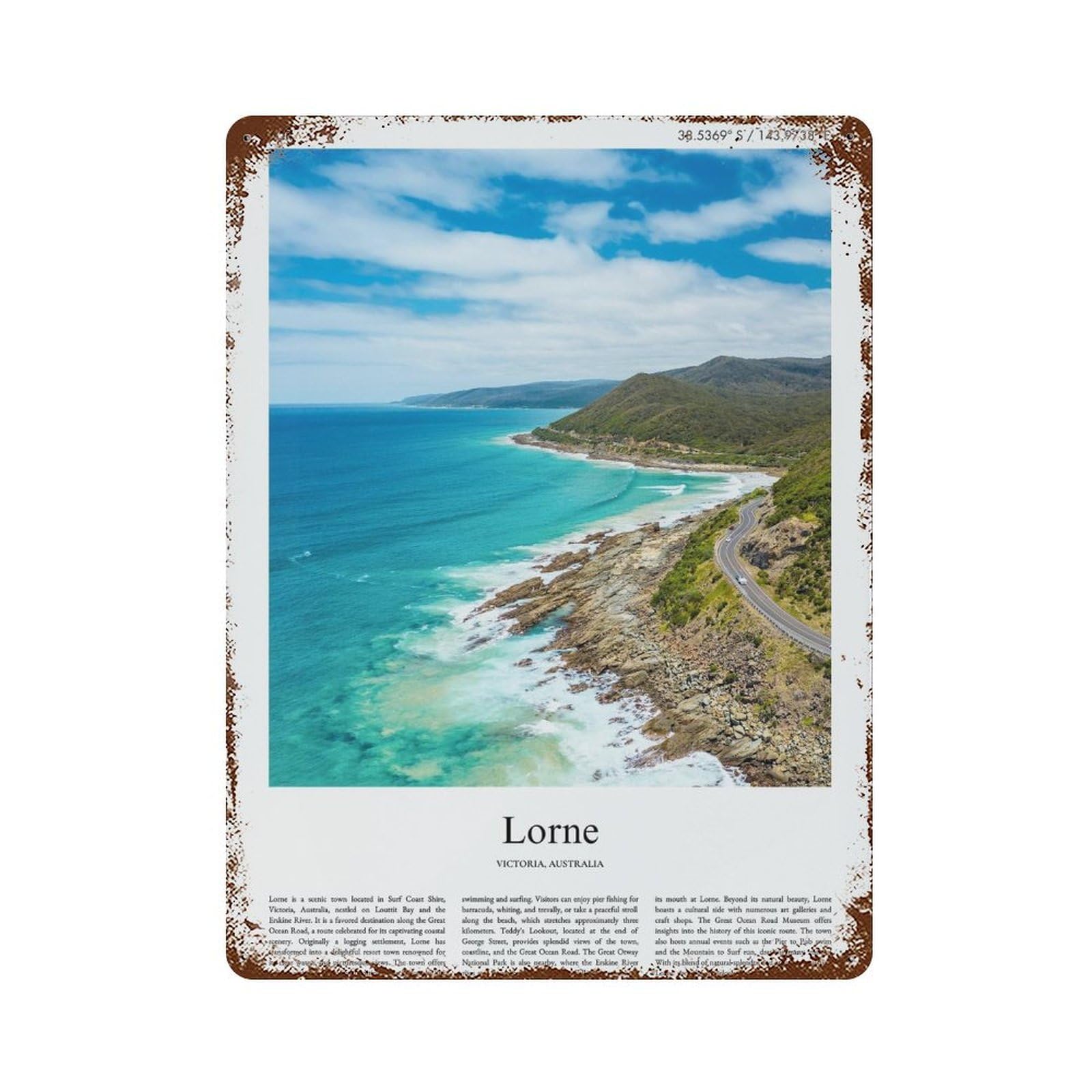 xiaoxiaoshen Lorne Victoria, Australia City Scenery Wall Decor Art Metal Tin Poster Modern Home Decor Art Home Bar Shop Decorations Vintage Sign 40x30cm