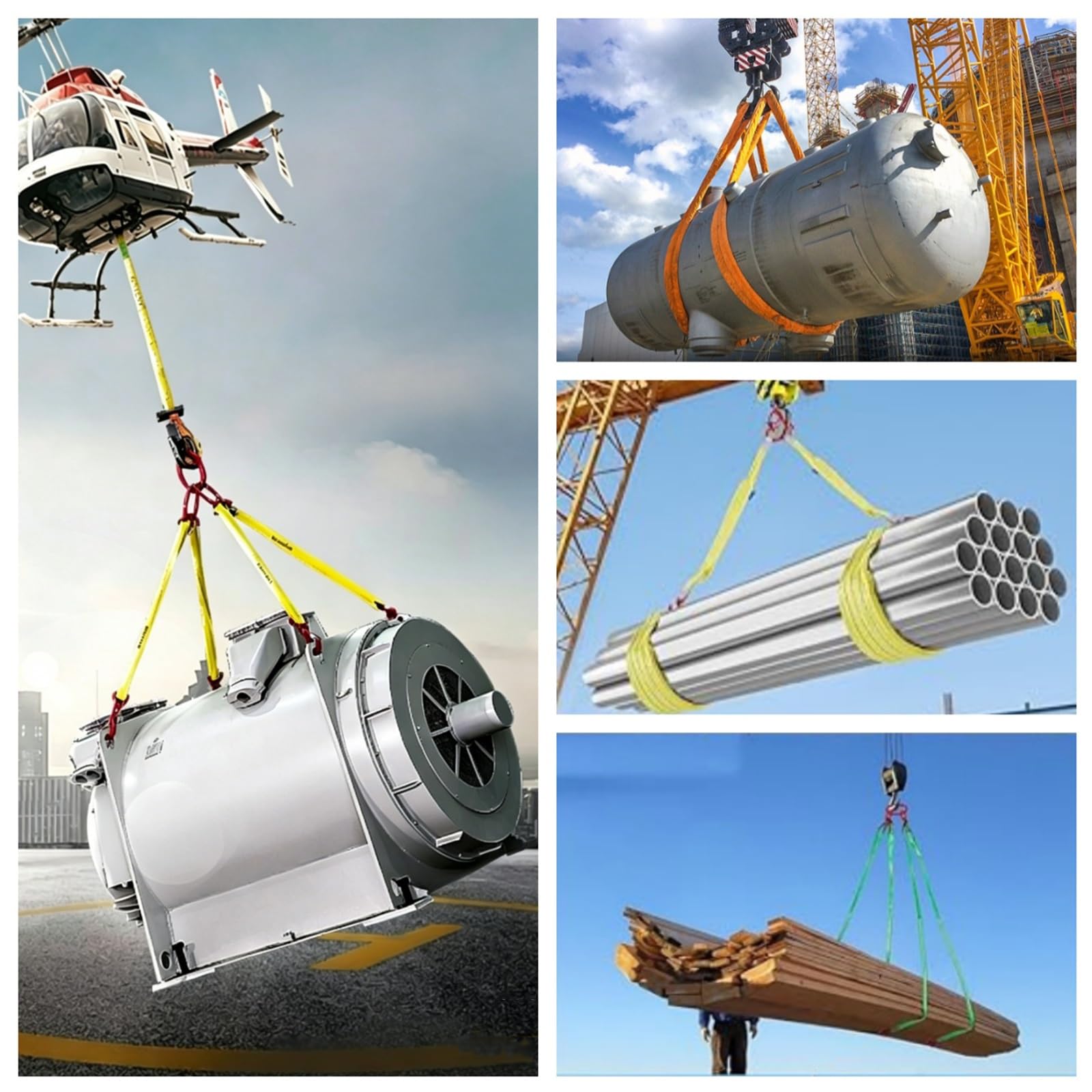 4-strängiger Hebegurt-Satz Mit Haken, Polyester-Hebegurte, Tragfähigkeit 2000 Kg (4409 Lbs), Motorenhebekette Aus Legiertem Stahl (Güteklasse 80), Hebebänder(1m)