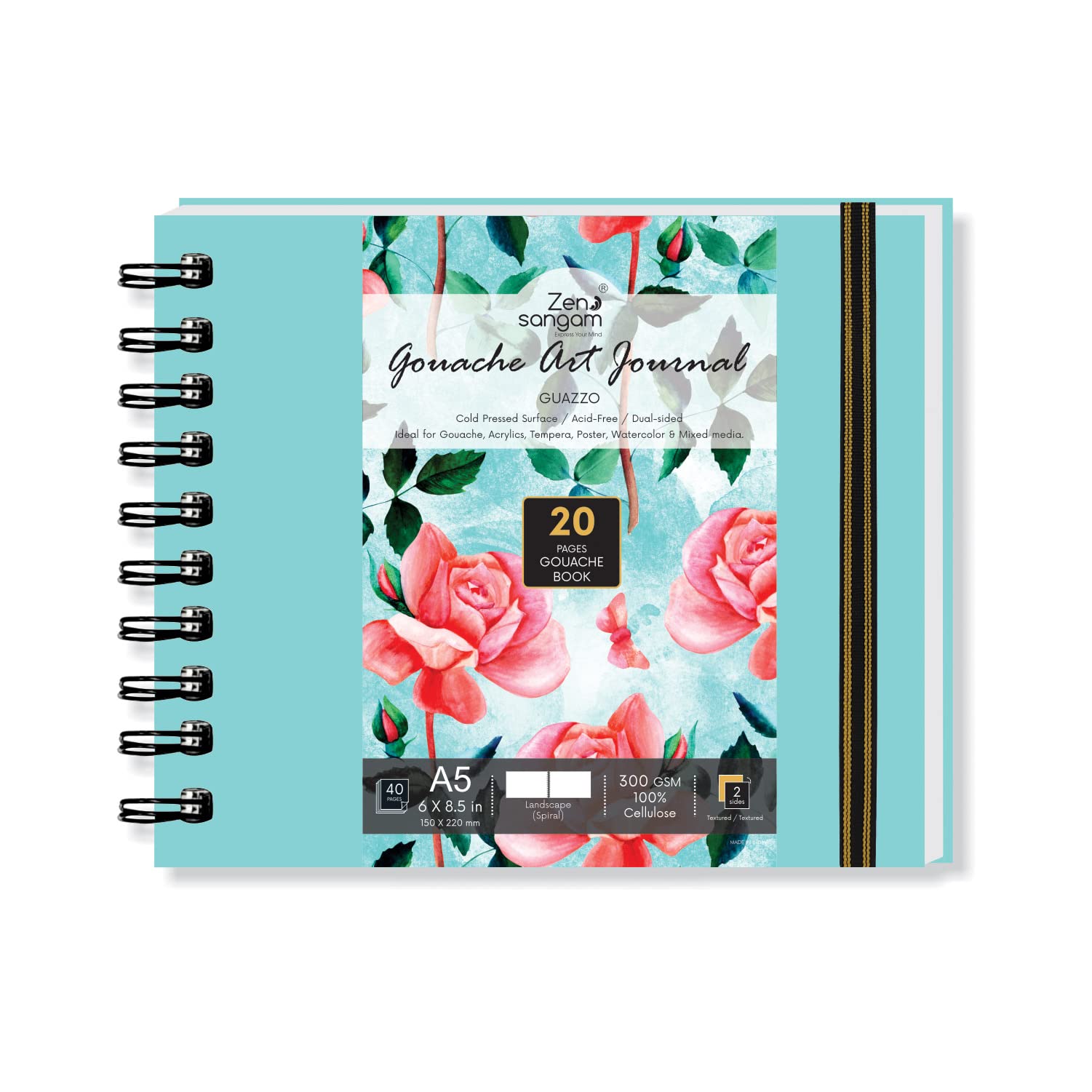 Zen Sangam Premium A5 Spiral Gouache Journal - Landscape - 300 GSM - Cold Pressed Sketchbook - Rough Grain Surface - 20 Sheets (40 Pages) - Size (21x14.8cm) - Gouache Book - Sky Blue - for Artists (B0BT9HR152) Amazon Price History, Amazon Price Tracker
