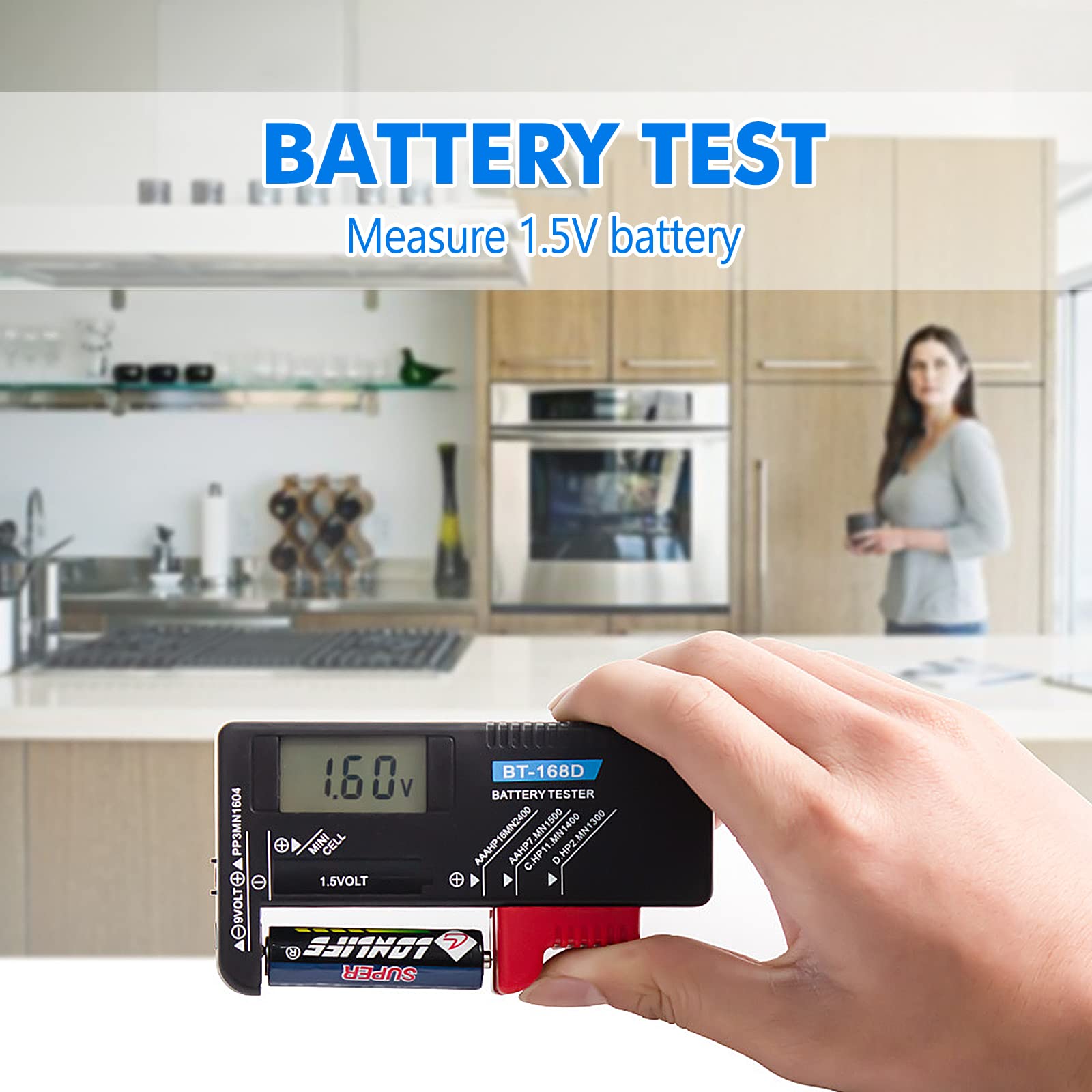 Tester per Batteria Digitali Portatile Universale con LCD Volt Checker