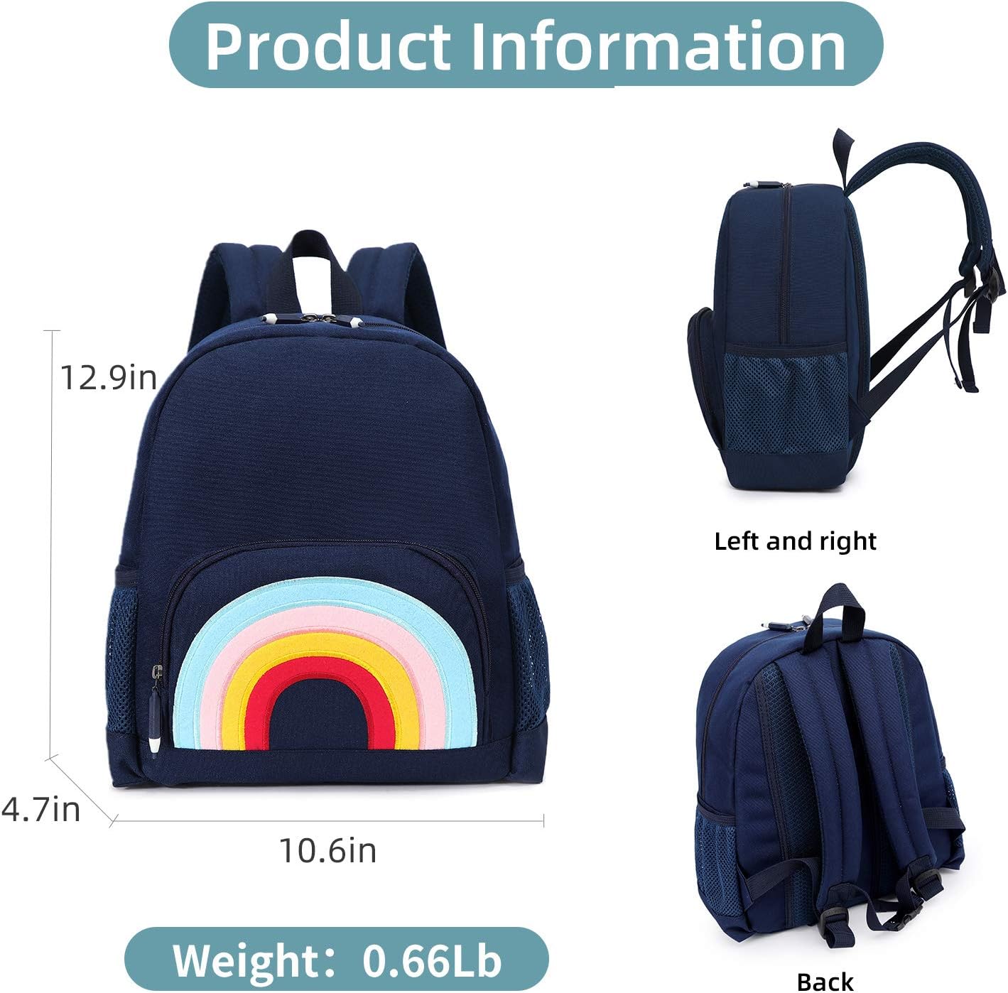 willikiva Toddler Rainbow Kids Backpack Boy Girls Waterproof Bags Kindergarten Preschool
