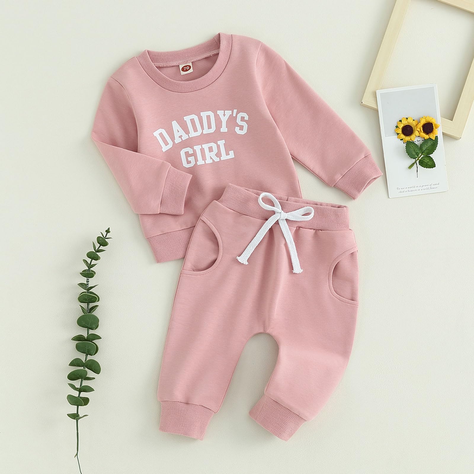 Ropa de bebé para niña, sudadera de manga larga para papá y niña, pantalones deportivos elásticos, traje de otoño e invierno