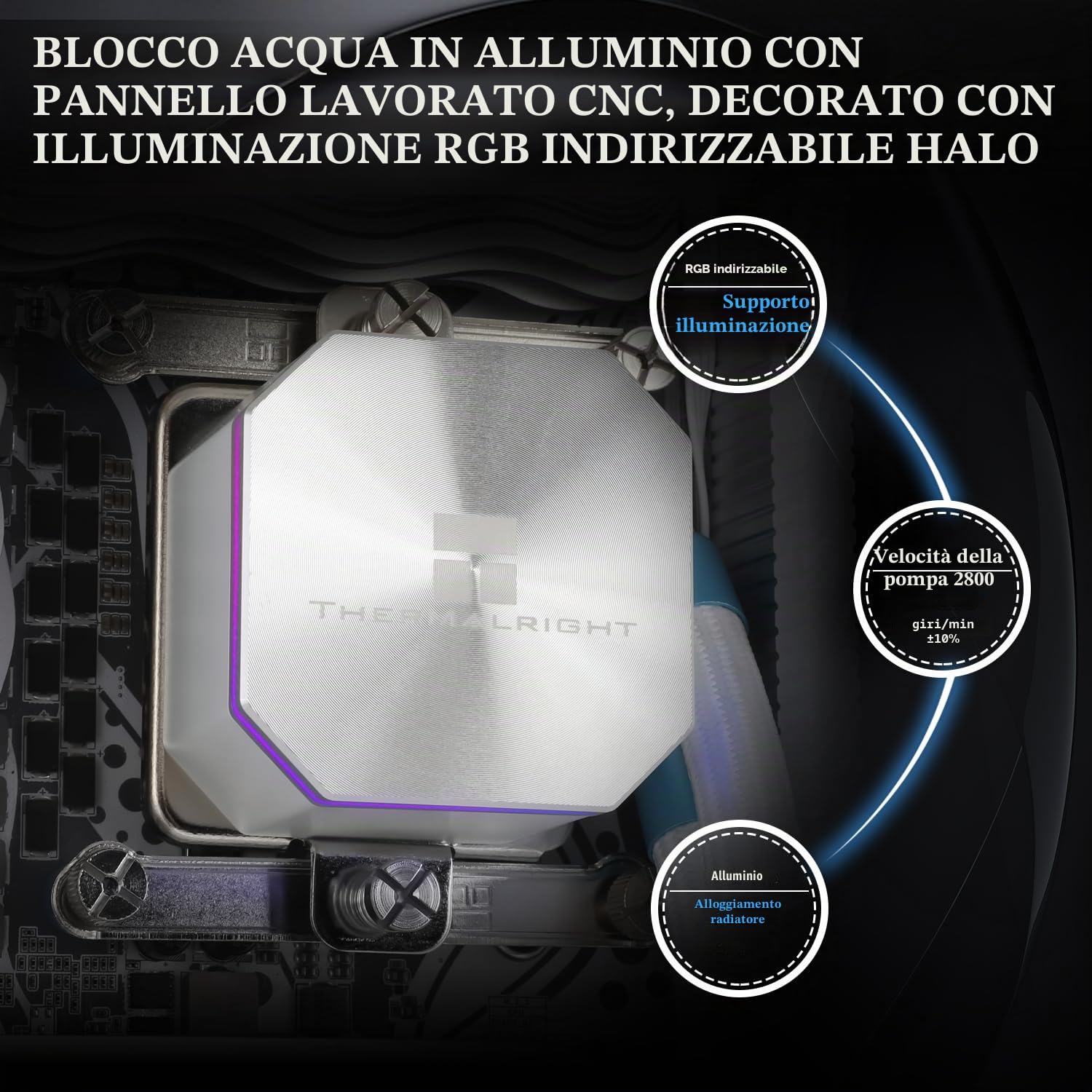 THERMALRIGHT Frozen Edge 360 White - Refrigeratore d'acqua liquido CPU con ventola PWM da 120 mm, 360 bianco Cold Row, dissipatore d'acqua integrato per AM4/AM5, Intel LGA1700/1150/1151/1200/1851