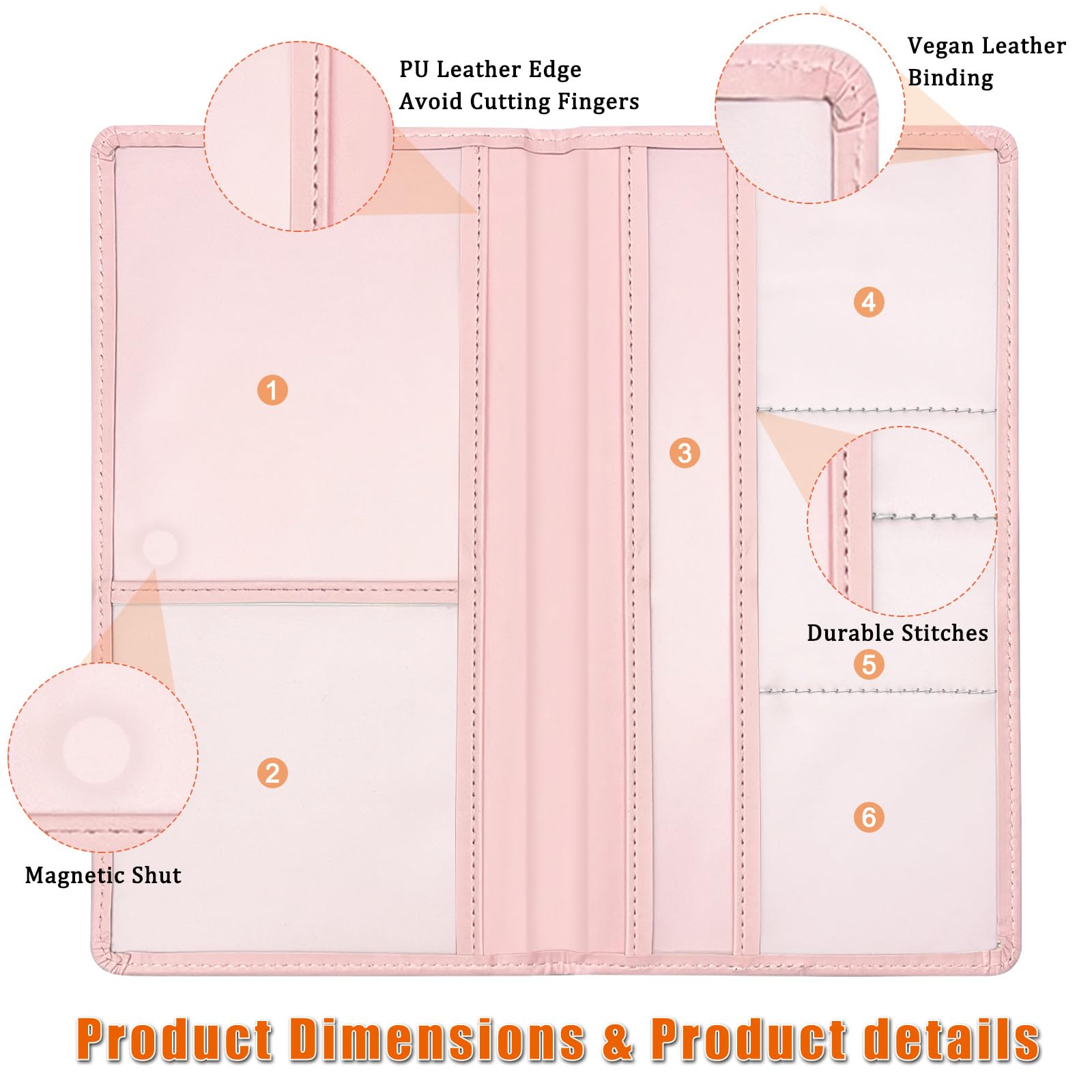 Car Registration and Insurance Holder Car Document Holder with Closure Pink with Letters Wallet Case Auto Vehicle Car — view 2