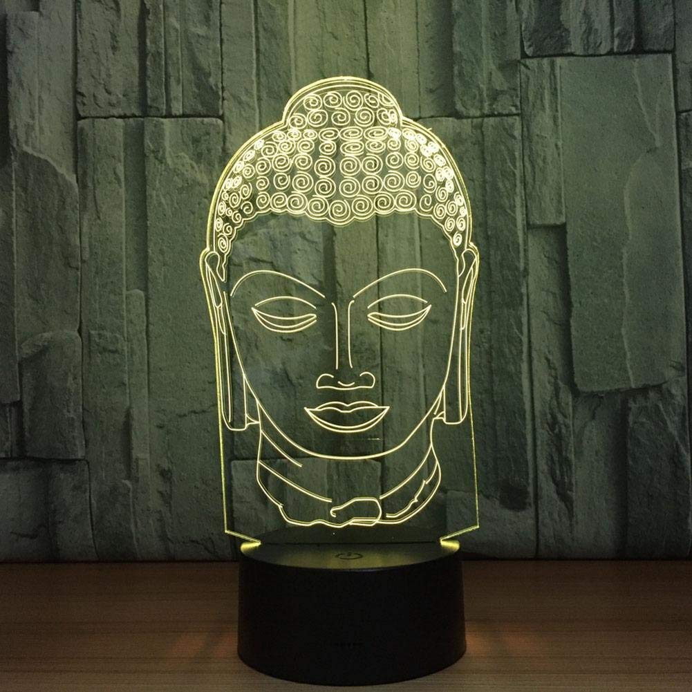 3D Buddha Nachtlicht – 16 Farben Mit Fernbedienung – Optische Täuschung LED Tischlampe Aus Acryl