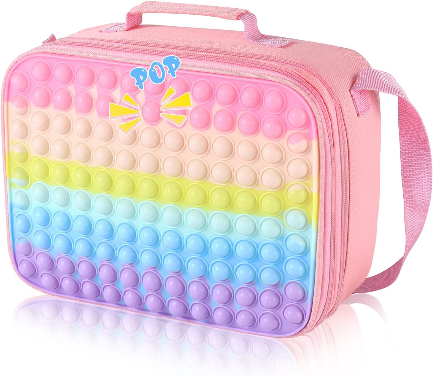 Girls Pop Lunch Box,Kids Insulated Lunch Bag,Back to School Lunch Large Tote Bag for School Office,Leakproof Cooler Lunch Box with Adjustable Shoulder Strap for Girls