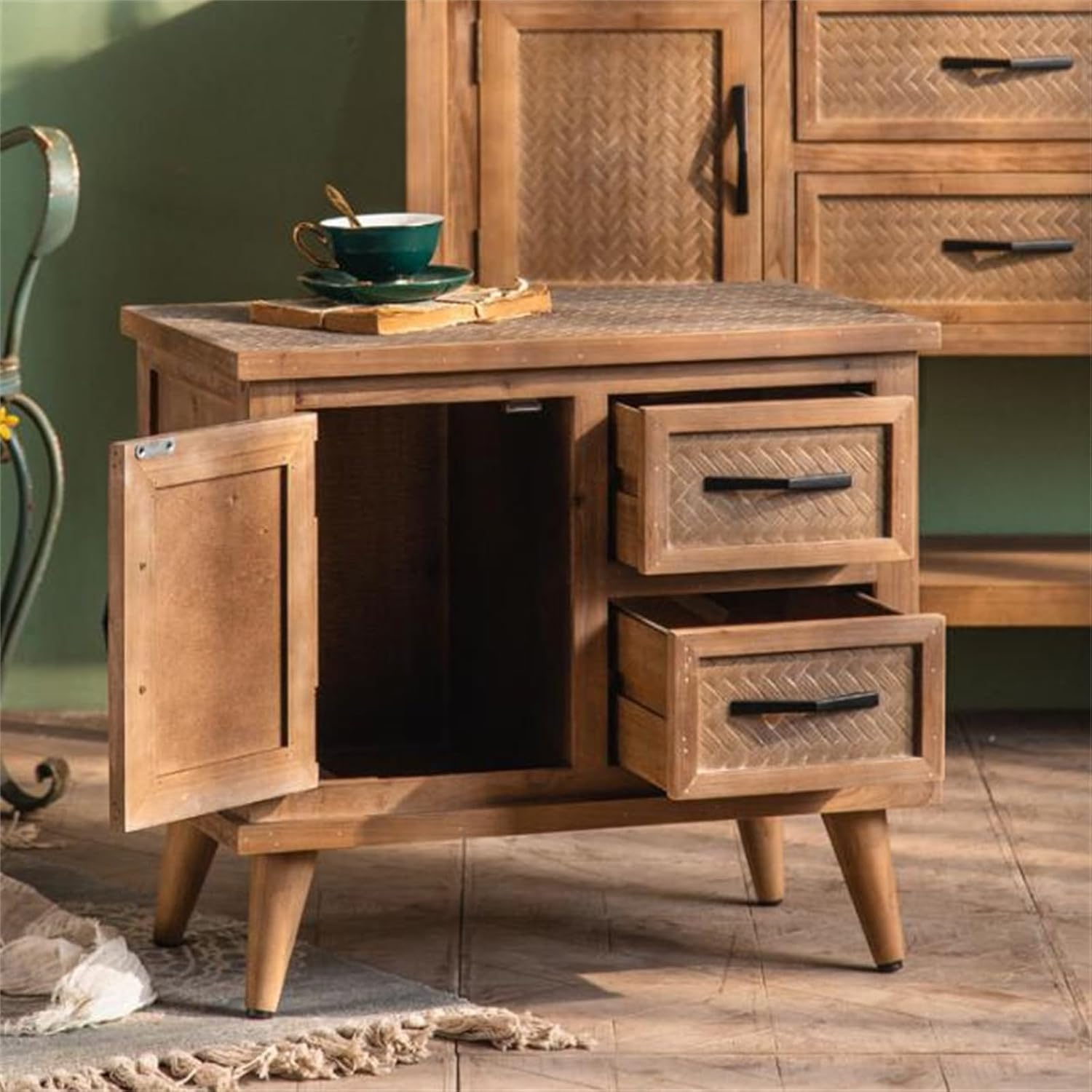 組み立てなし チェスト 木製コーヒーテーブル、収納キャビネット