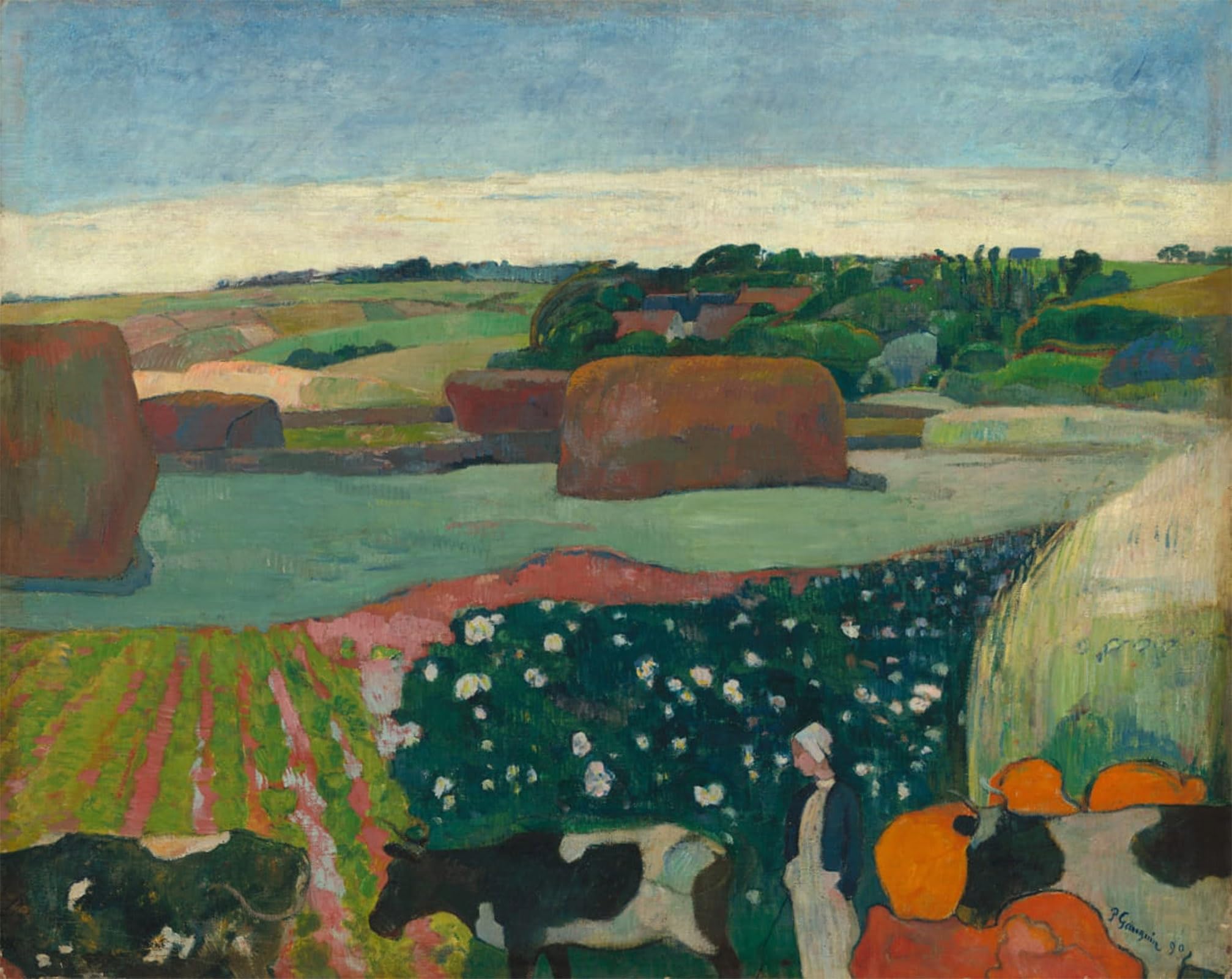 ARTXLXXBN Famous Art Print Poster Vintage Wall Art Haystacks in Brittany by Paul Gauguin Canvas Art Poster for Home Decor 60x90cm