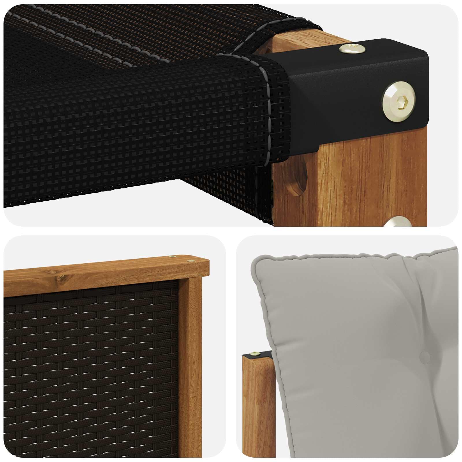 Ensemble de canapés d extérieur 7 pièces en Bois d Acacia Naturel et Gris Clair pour Salon, Patio et Espace extérieur avec Coussins Confortables et Design Contemporain