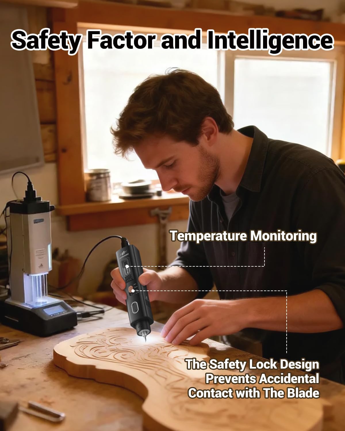 2-In-1 Ultrasonic Knife, 40kHz Ultrasonic Cutter Knife, 50 Replacement Blades, 35W Handheld Ultrasonic Cutter with OLED Display for 3D Printing, Woodworking, Prototyping, Model Mods & DIY
