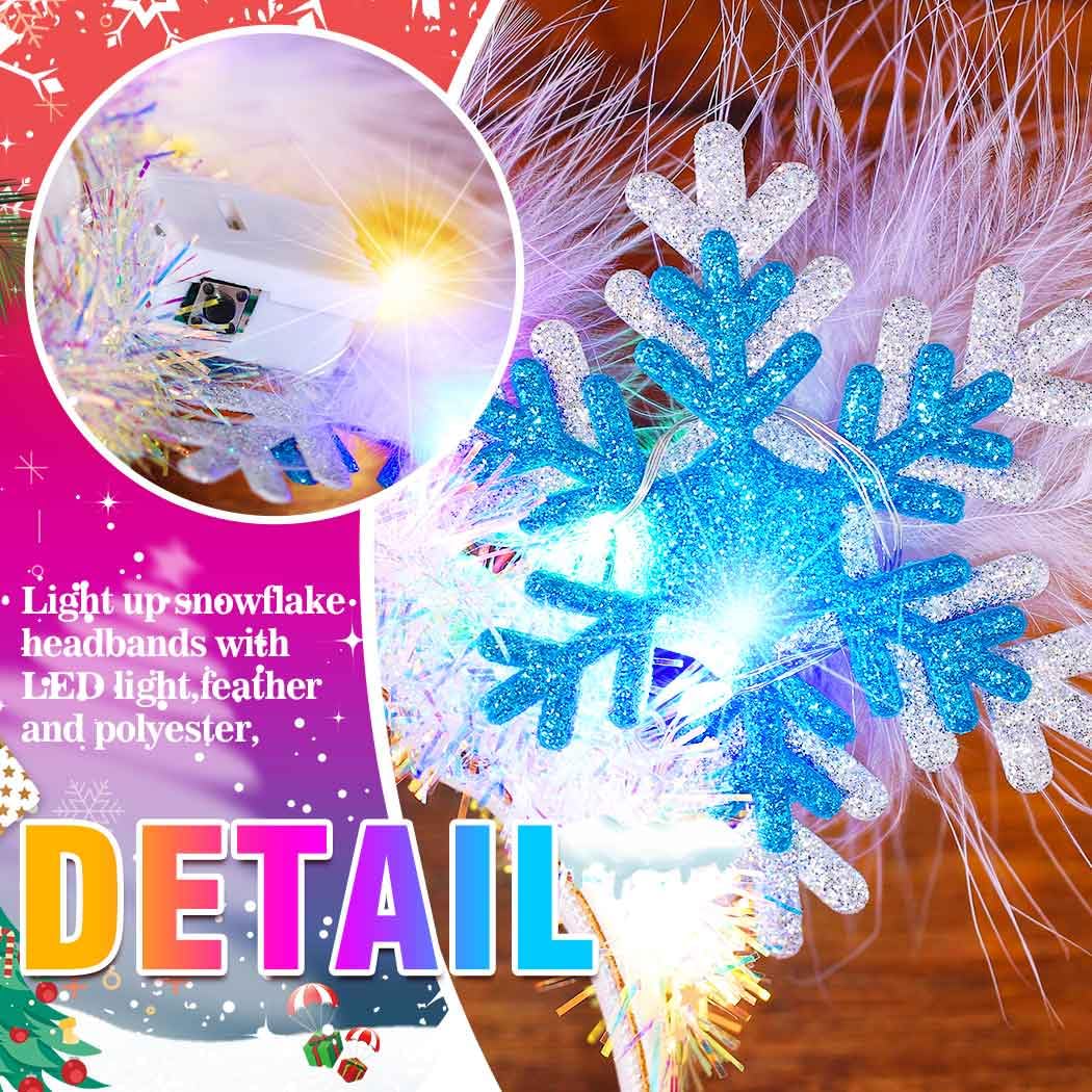 Zoestar Light Up Snowflake Headband LED Christmas Headbands Xmas Headpiece Holiday Hair Accessories for Women - Image 4
